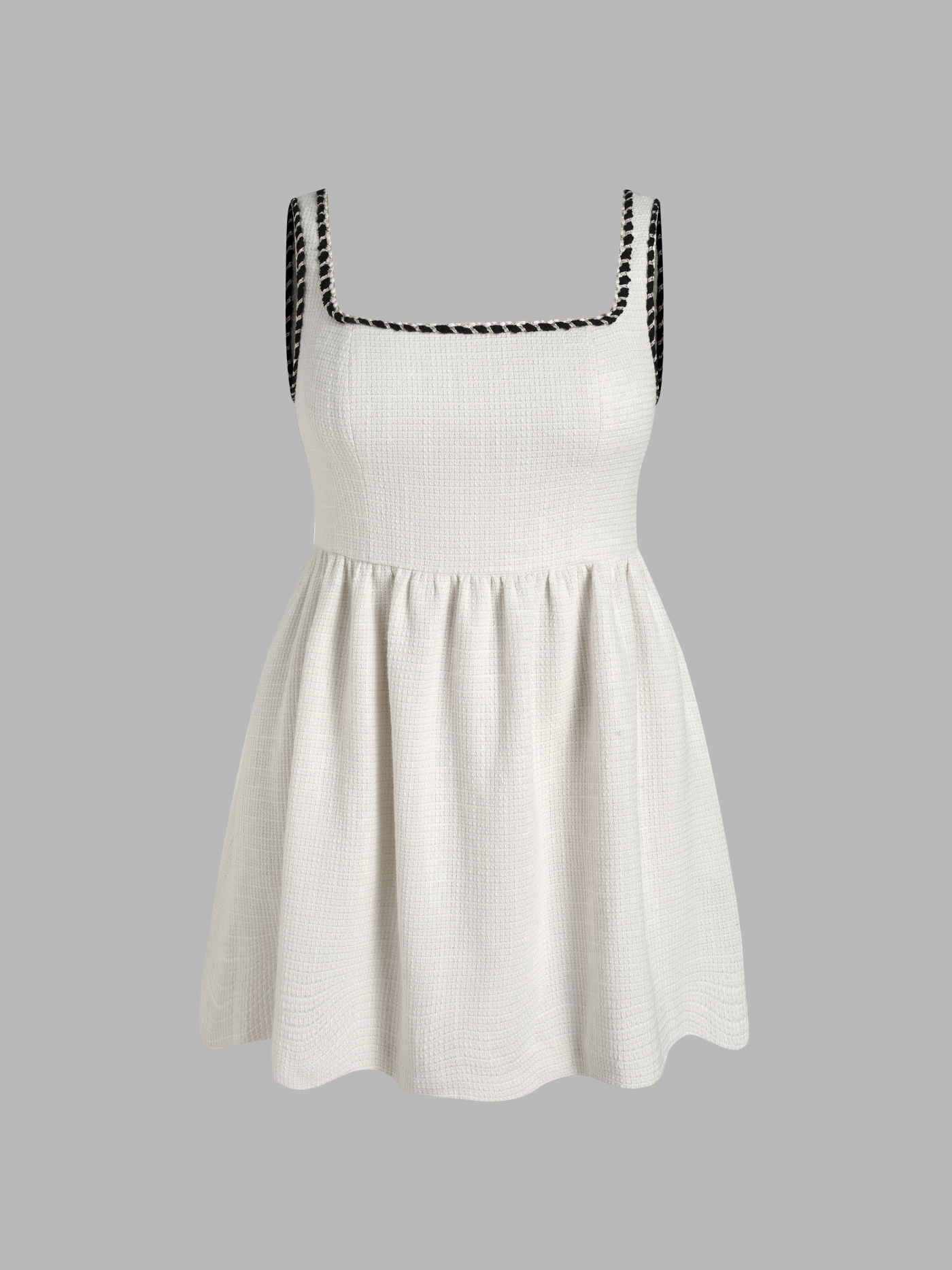 Tweed-U-Halslinie Einfarbige Mini-Kleid Kurve & Plus