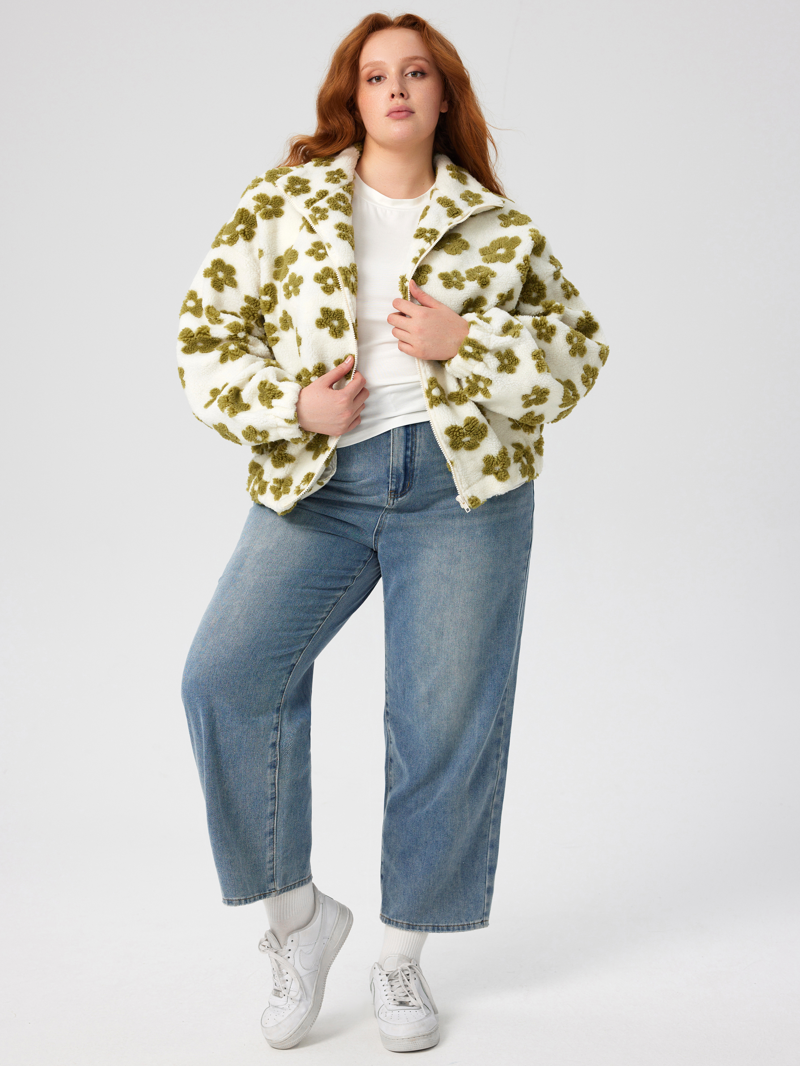 eaphi big collar botanical half jacket