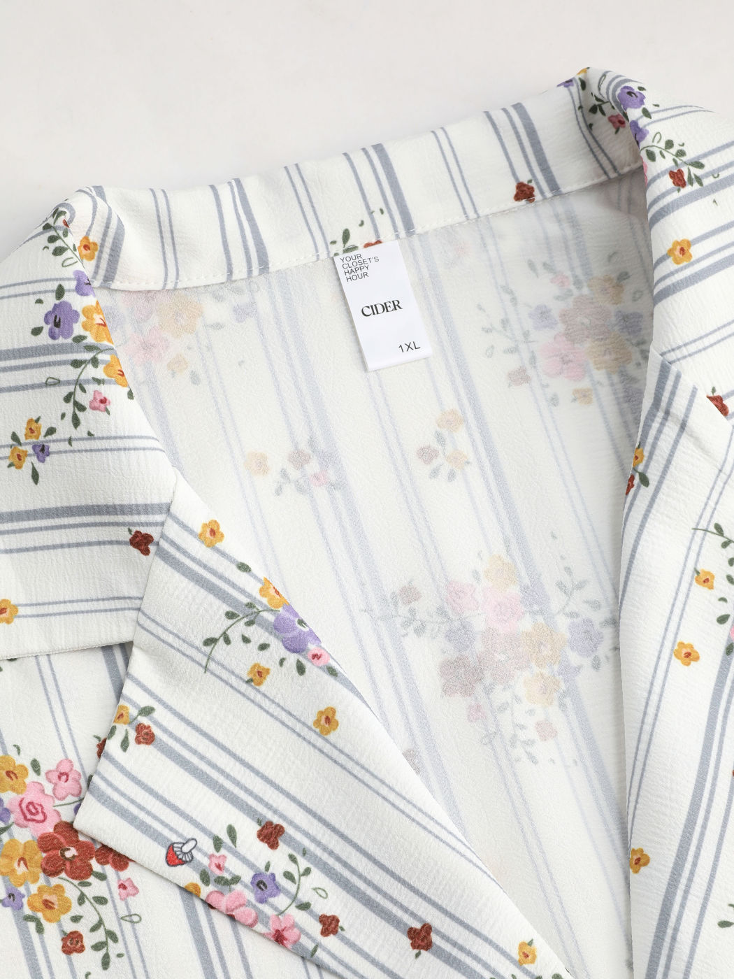  V-Ausschnitt Blumen Gestreifte Oberbekleidung Top Kurve & Plus