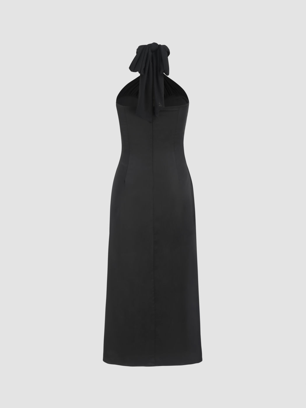 Satin Halter Neckline Solid Rhinestone Maxi Dress
