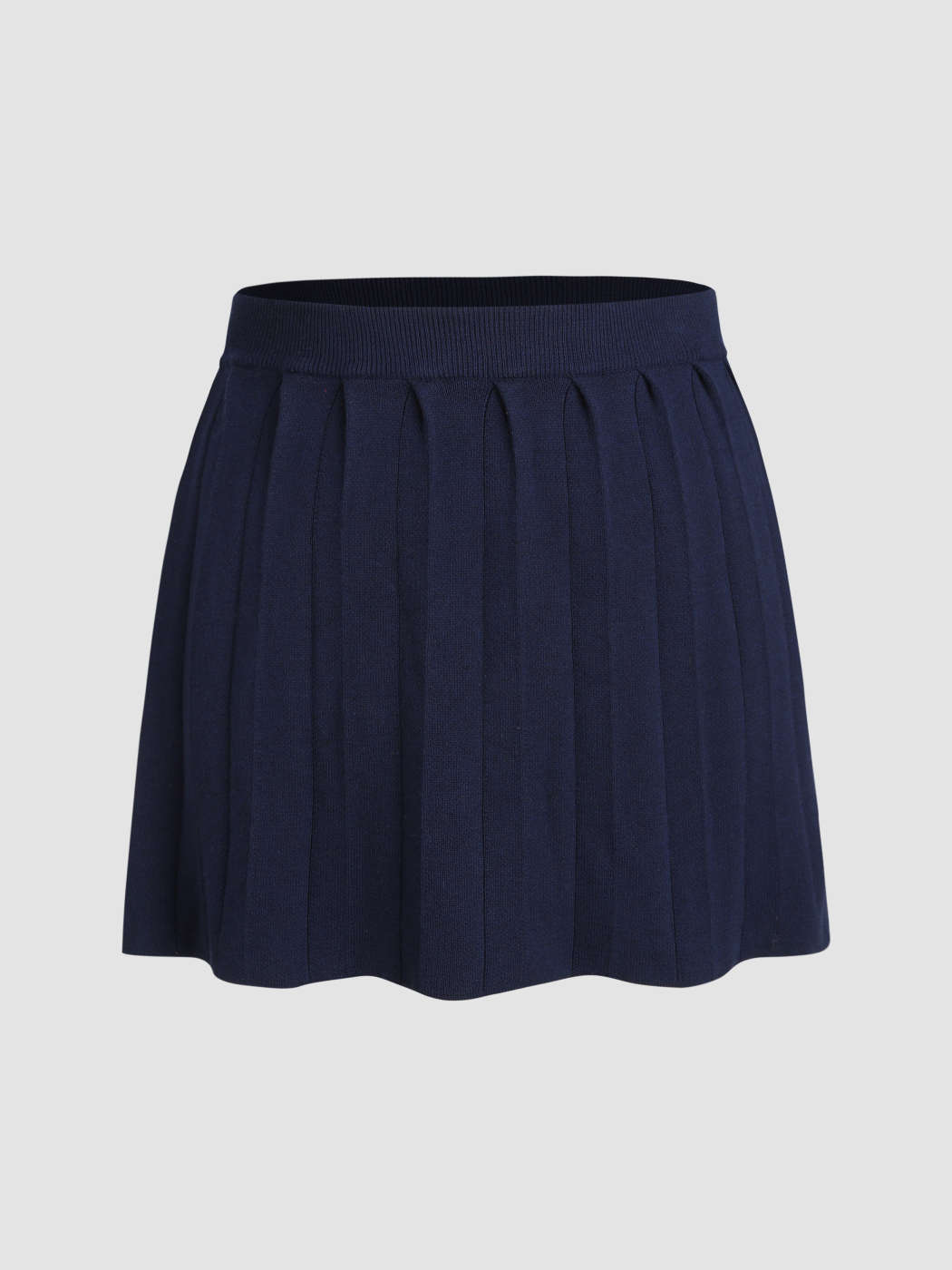 Mid Waist Pleated Knit Mini Skirt Curve Plus For School Daily Casual