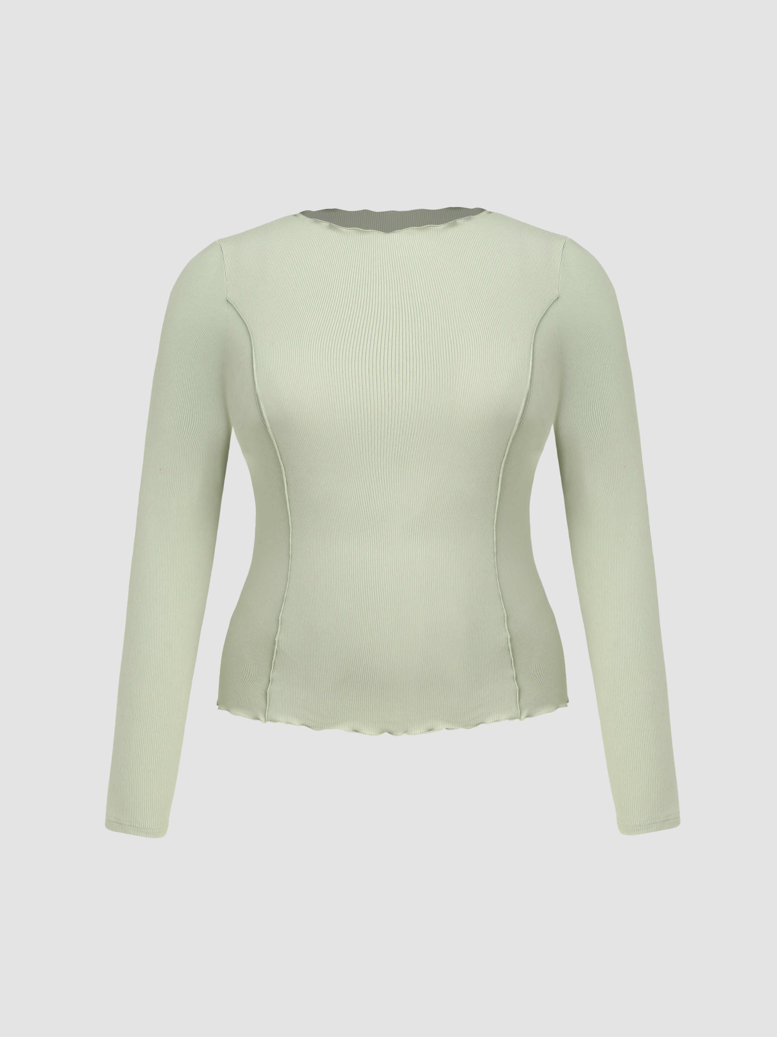 ●PALE JADE● 25SS Organic Long Sleeve - Round Neck Funnel Top - Jade – WRAY