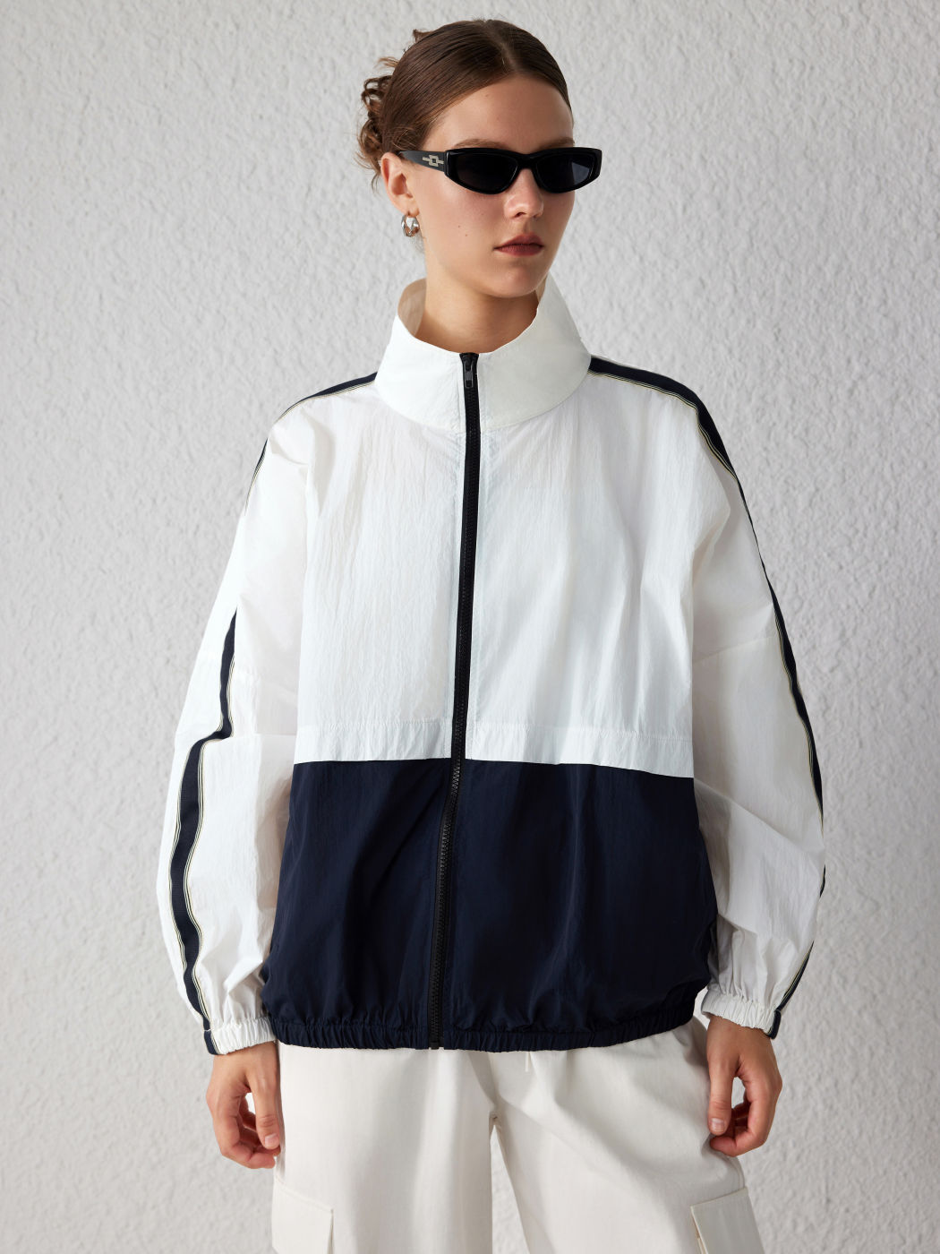 Stand Collar Solid Zipper Windbreaker