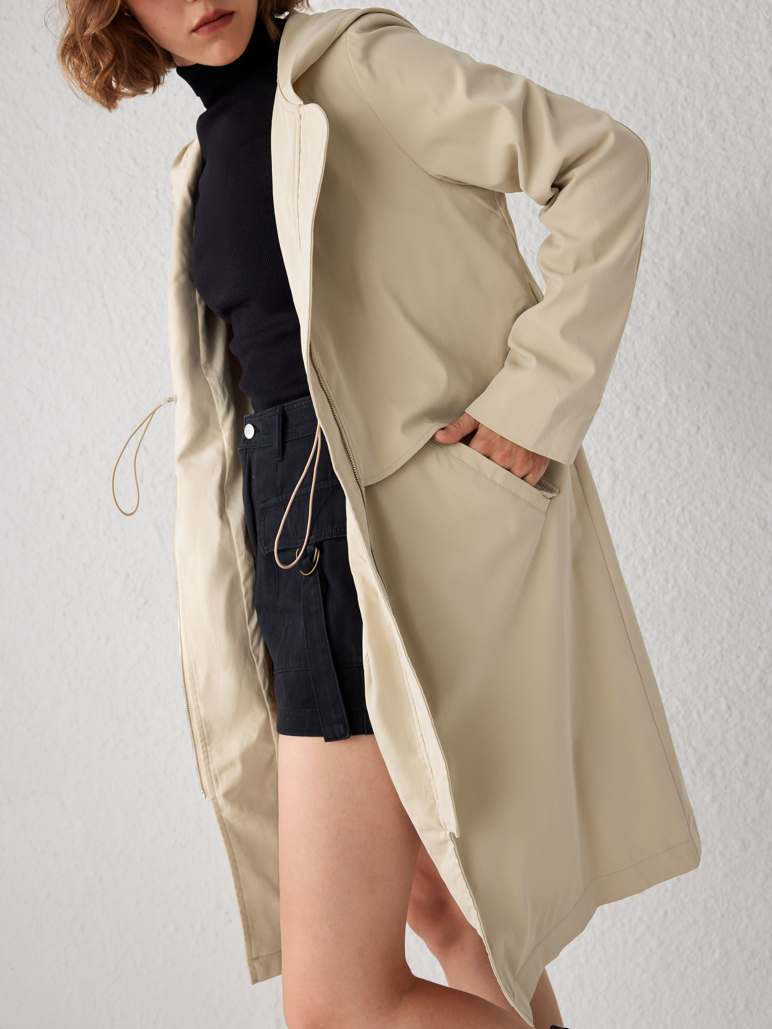 Zippered Large Pocket Hooded Trench Coat – painevida