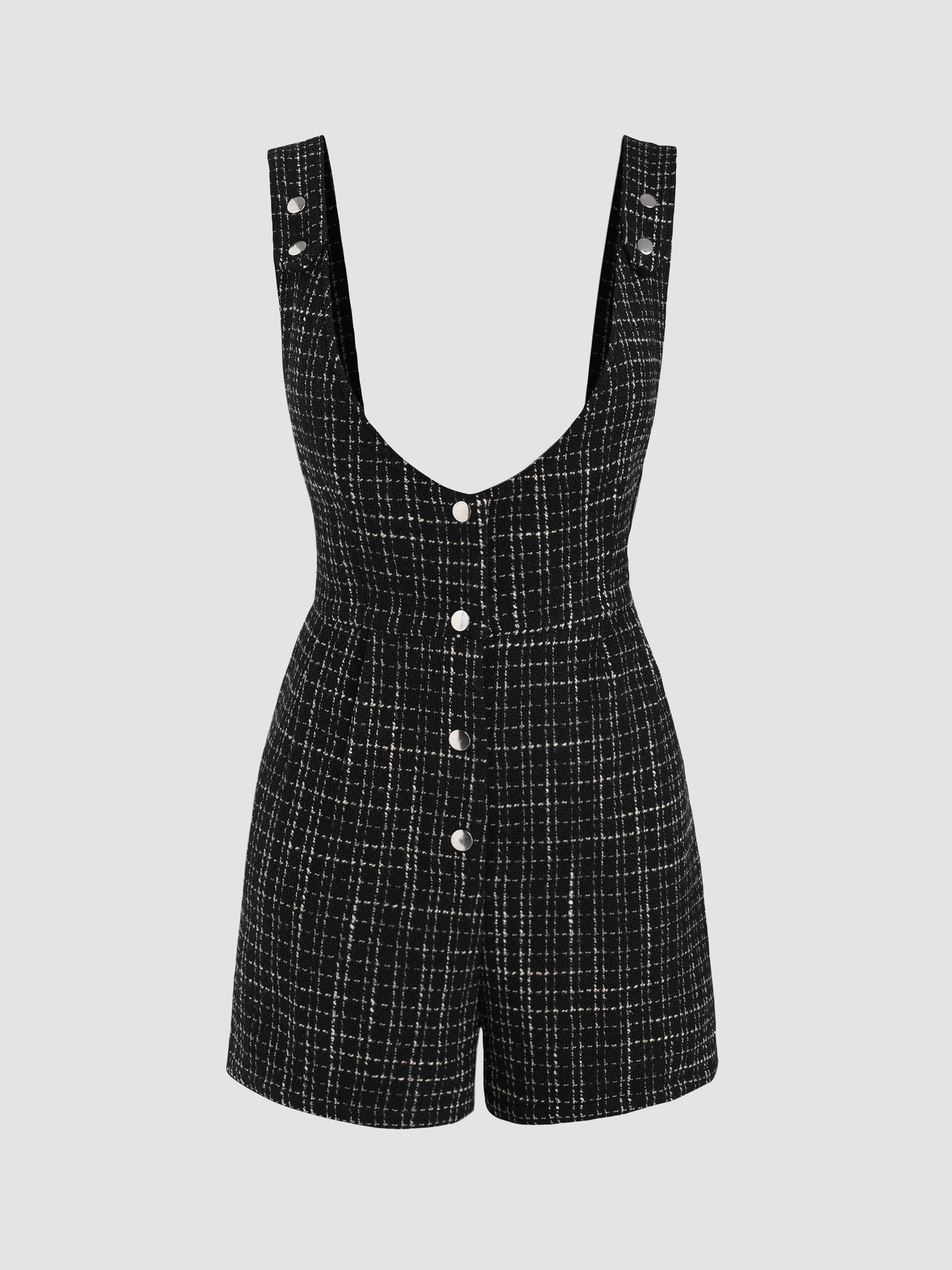 Tie V Neck Pintuck Sleeveless Loose Romper main image 0