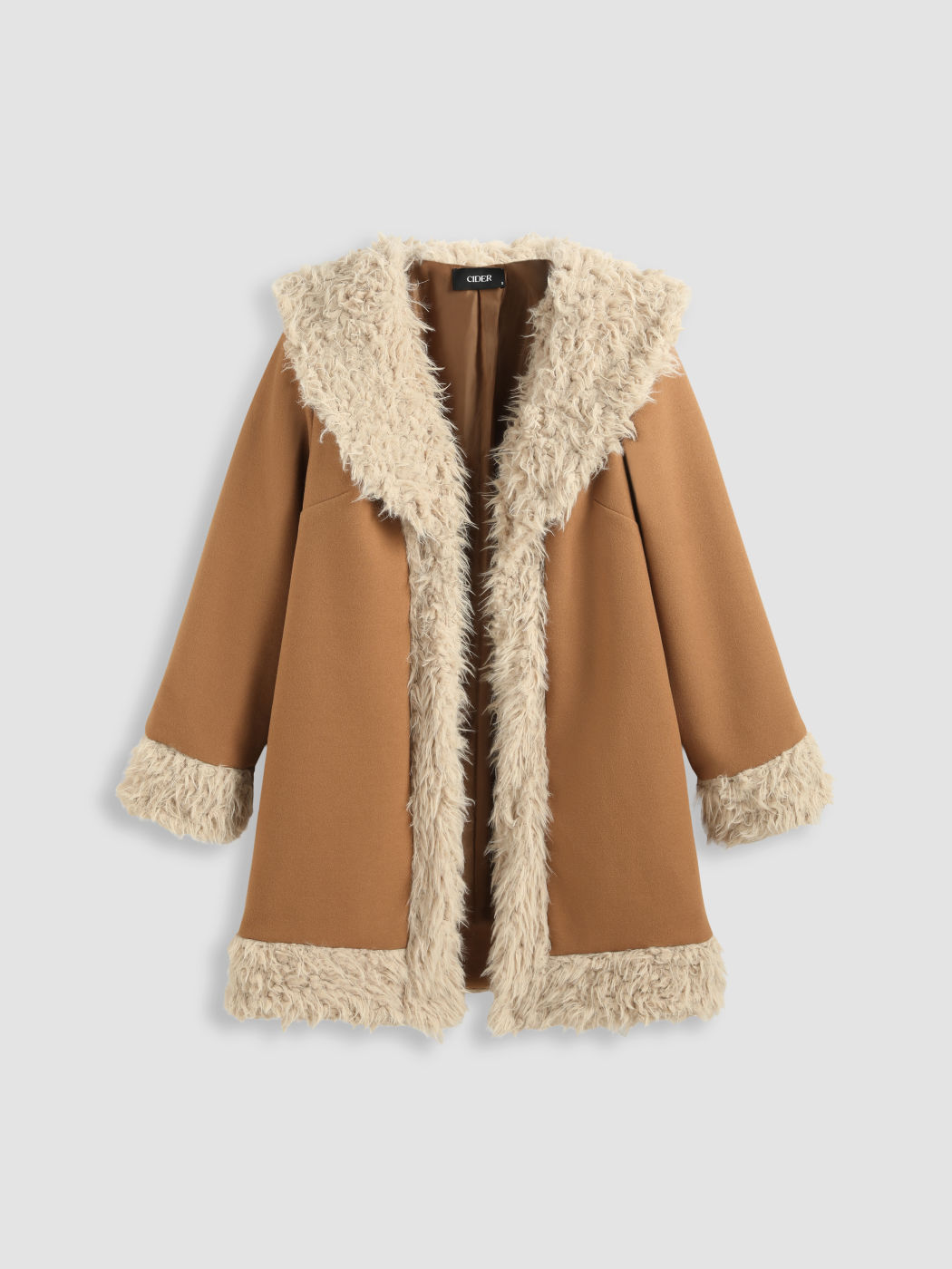Faux-Shearling-Kragen Longline Jacken