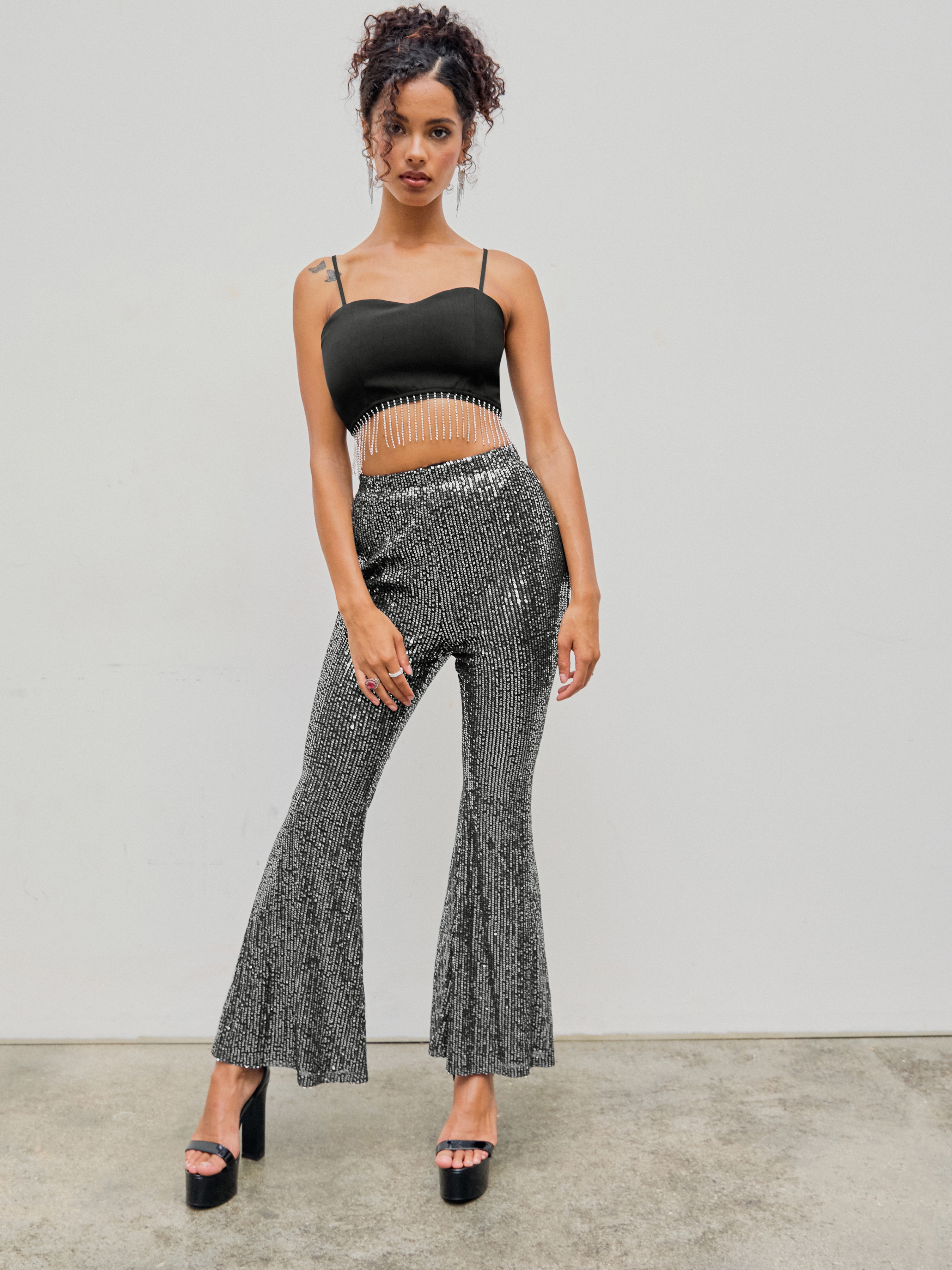サブレ glittery tweed flare easy trousers Lizzy Flared Trousers – SANS FAFF