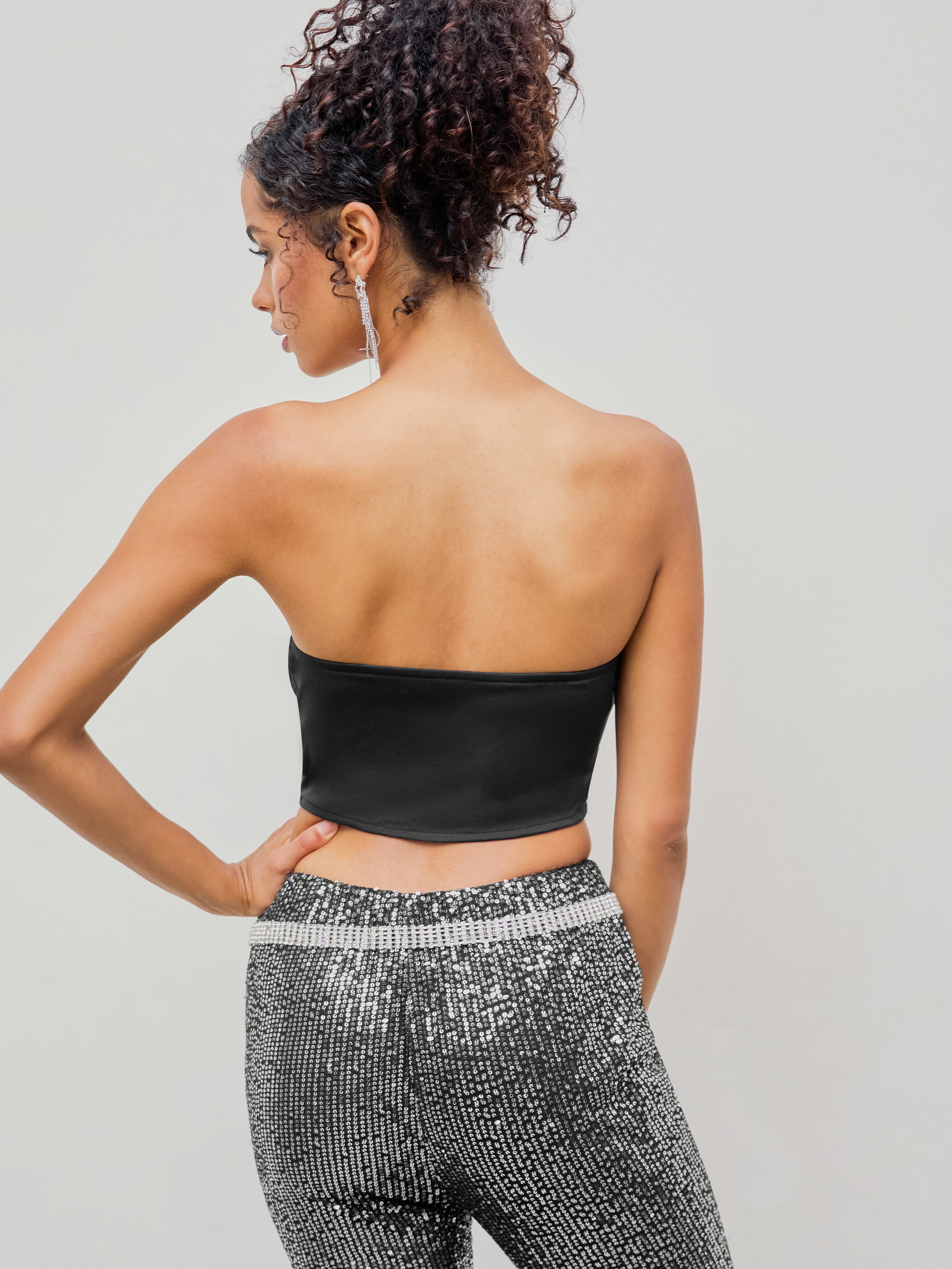 4484-824-Rhinestone Halter Crop Top-BLACK - Artiste Claude dancing shop