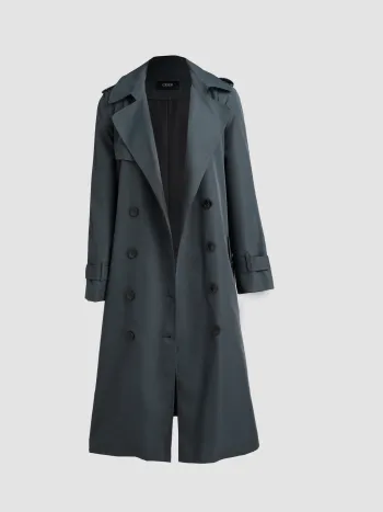  Kragen Taschen Trenchcoat mit Gürtel
