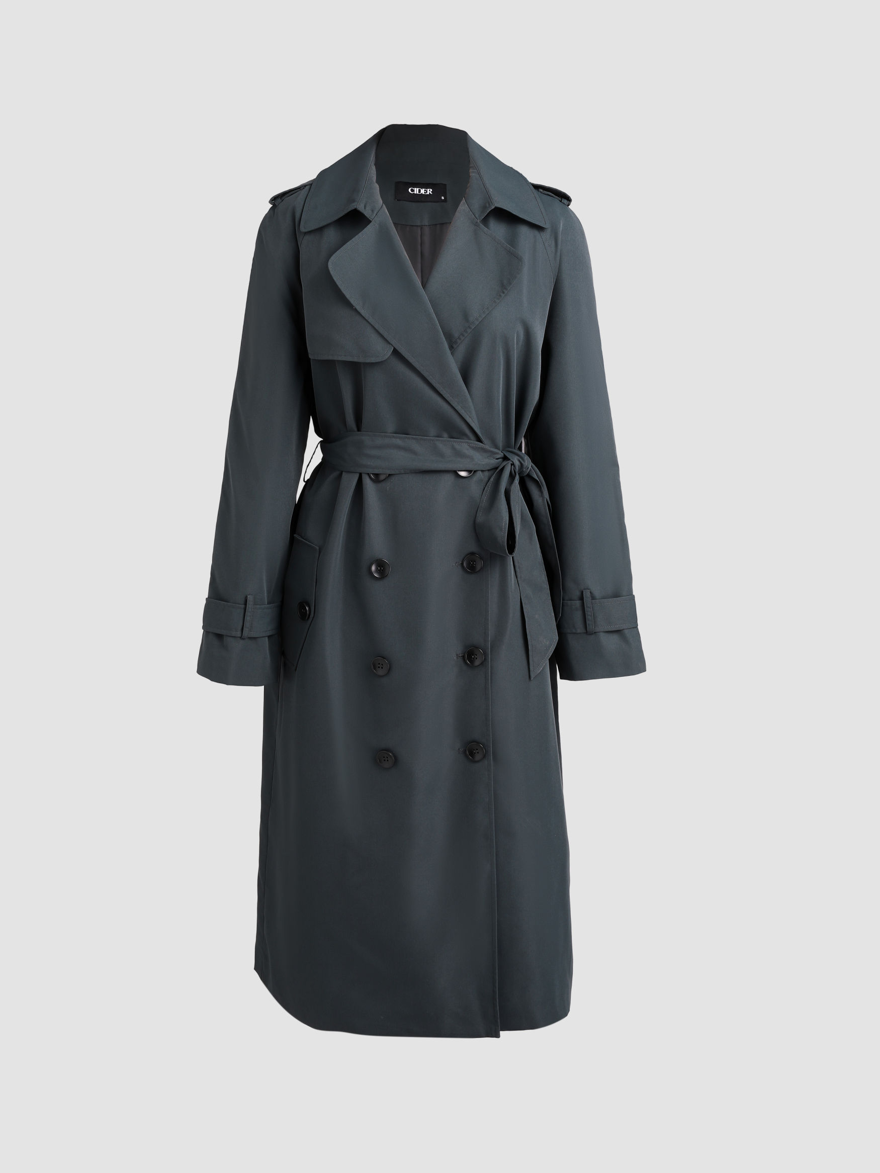 Collar Pocket Trench Coat With Belt