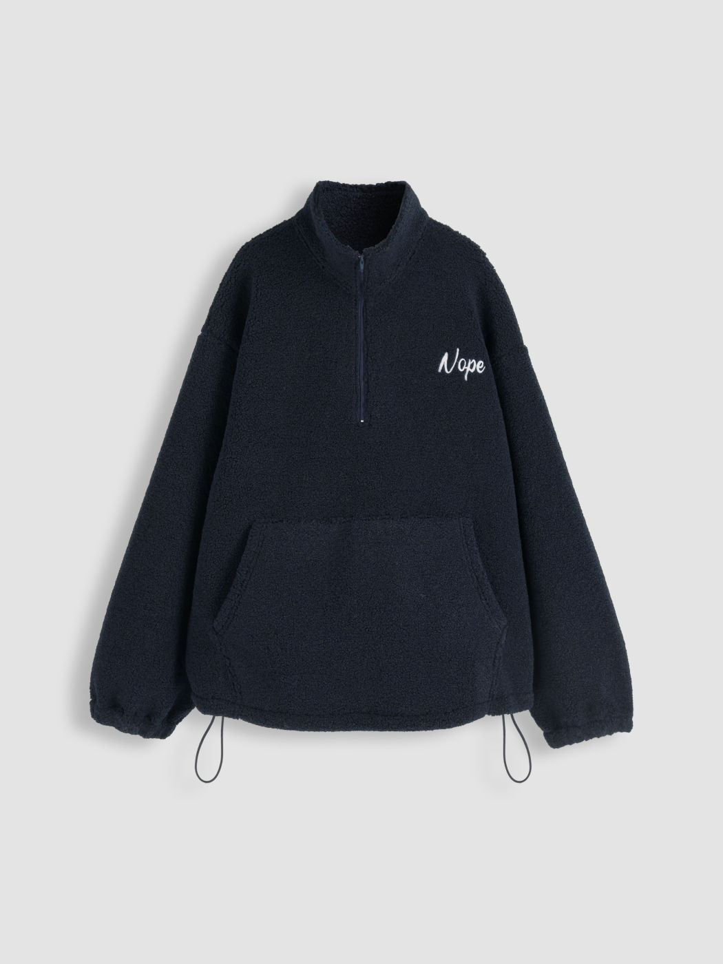 Terry Stand Collar Solid Nope Drawstring Sweatshirt