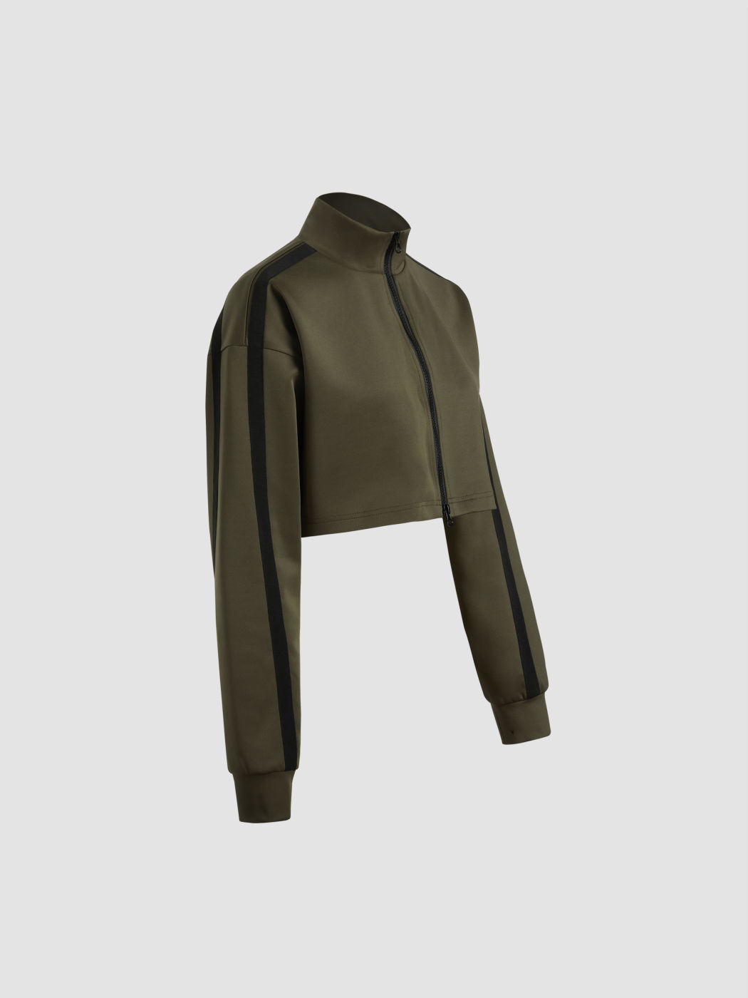 Stehkragen Einfarbig Reißverschluss Crop Jacke