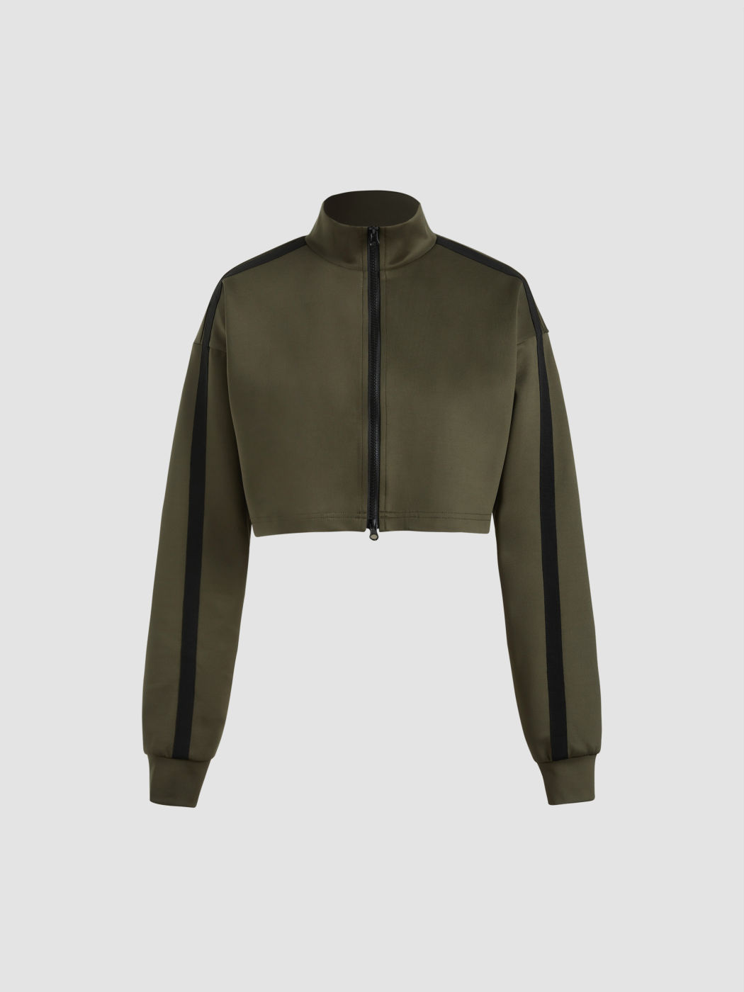 Stehkragen Einfarbig Reißverschluss Crop Jacke