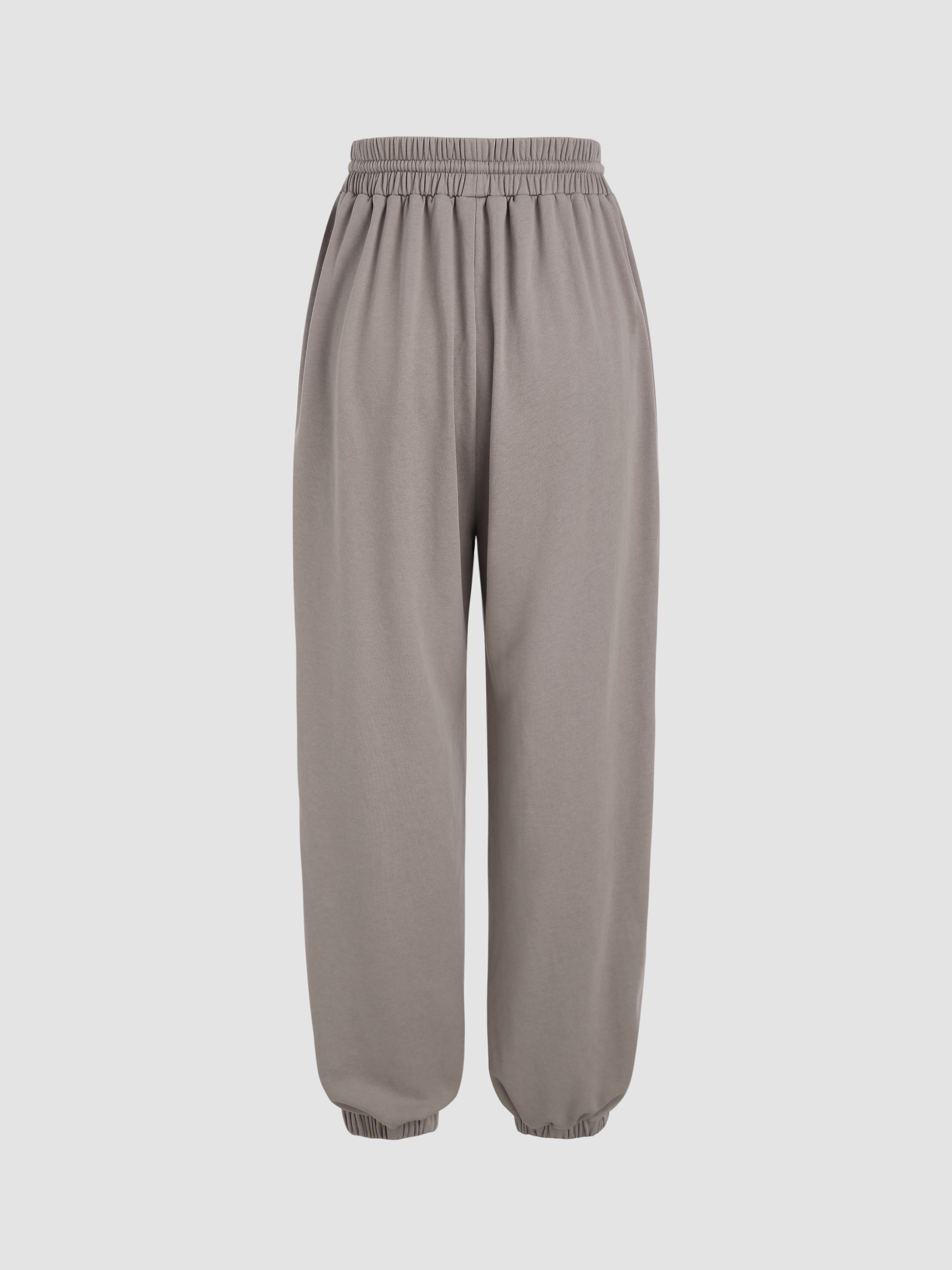 Solid Terry High Waist Contrasting Binding Flared Sweatpants - Cider