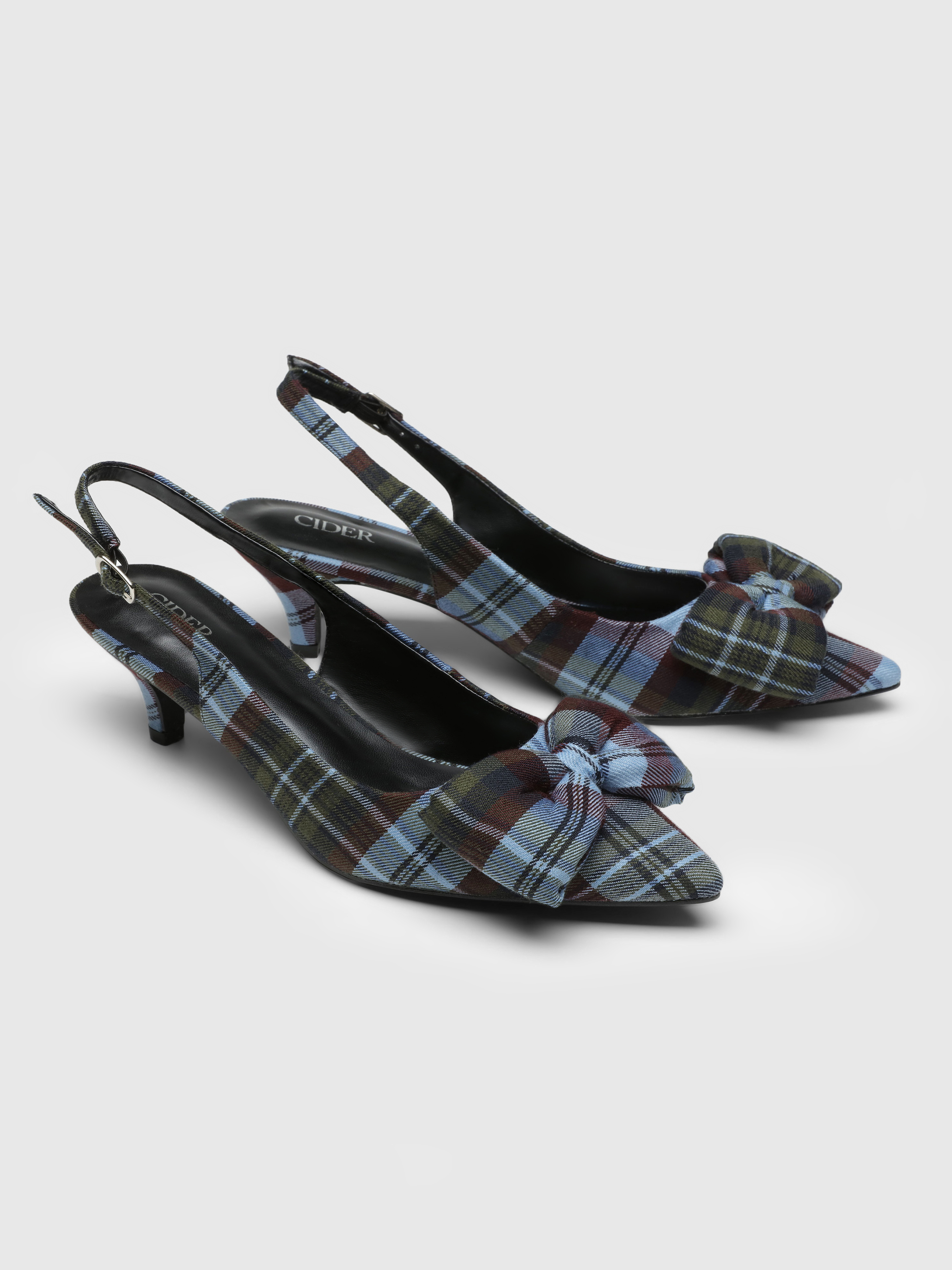 Plaid cheap kitten heels