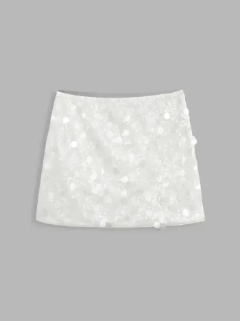 Sequined Mini-Skirt mit Mitteltaille
