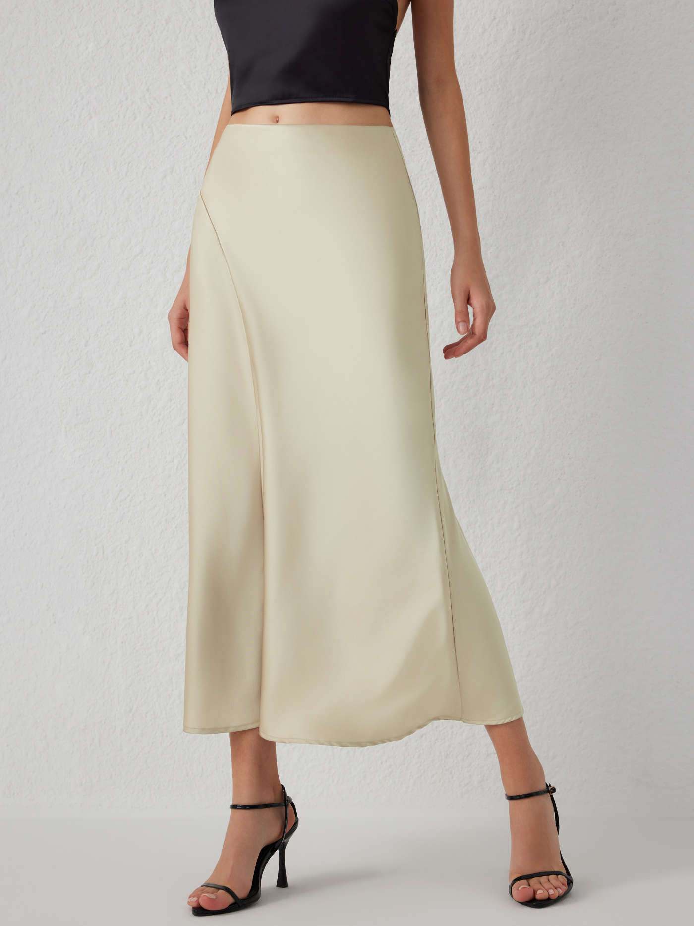 Ruffle Satin Maxi Skirt