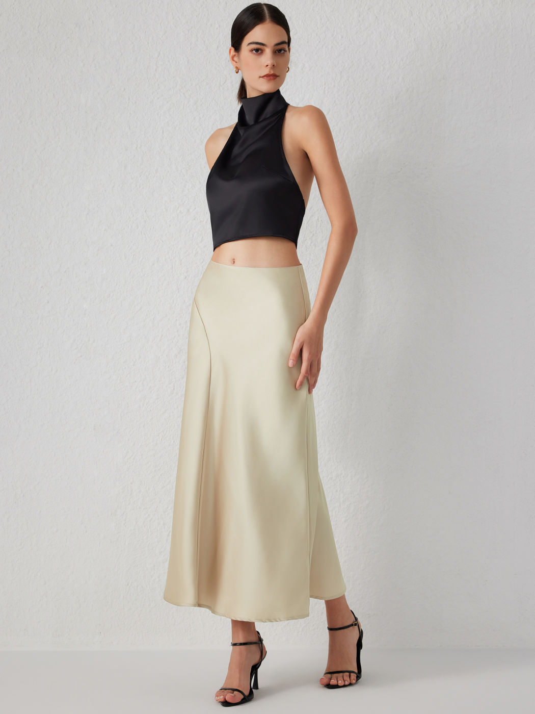 Rüschen Satin Maxirock