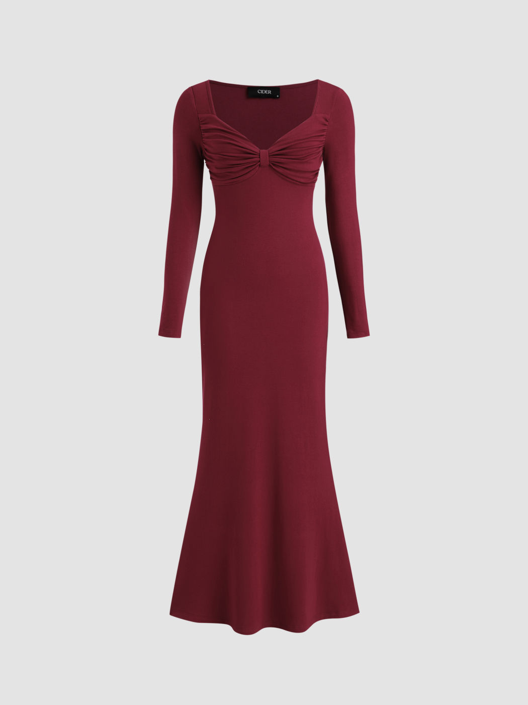  Süße Langarm Geknotetes Maxi Meerjungfrau Kleid