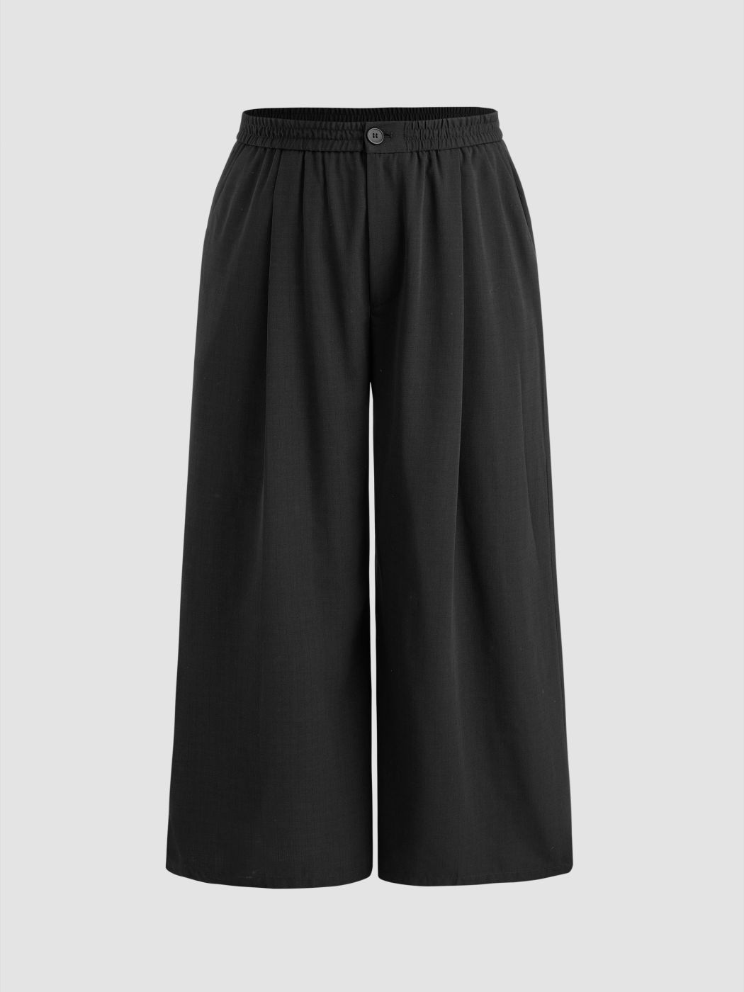 Solid High Waist Pleated Pocket Wide Leg Trousers Curve & Plus