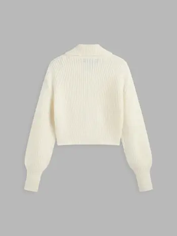 Cardigan con cerniera a polo in maglia solida