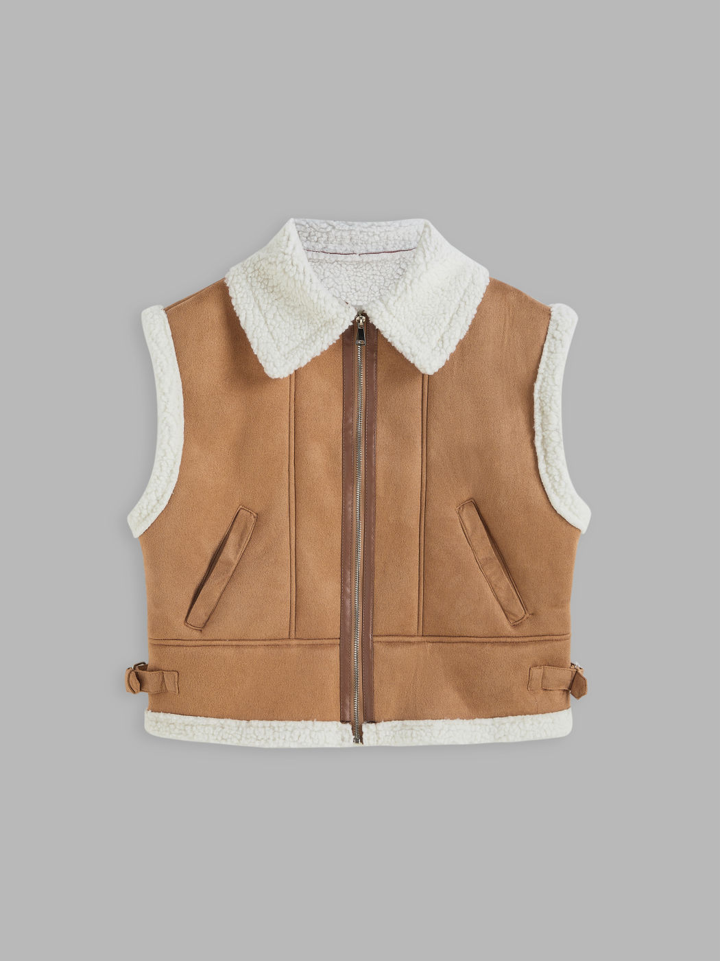  Faux Shearling Kragen Solid Tasche Weste