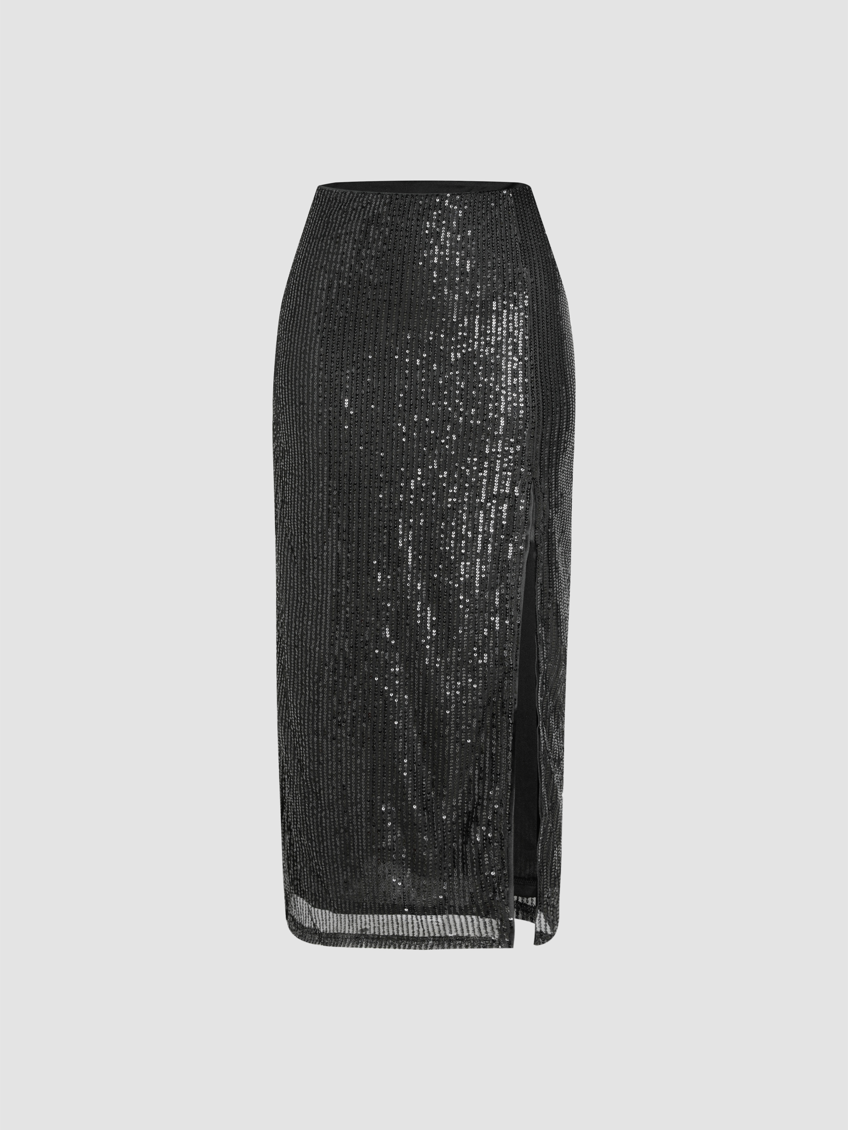 Sequin Mid Waist Split Maxi Skirt For Party Clubbing Music Festival