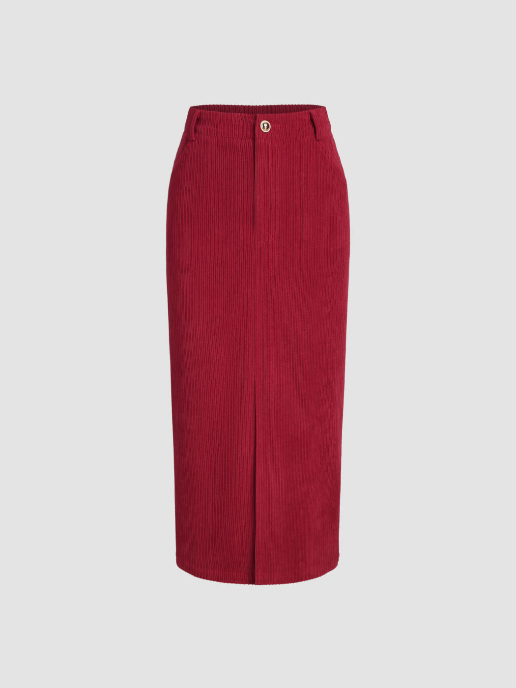  Cordhose Mittlere Taille Einfarbig Geteilte Maxirock