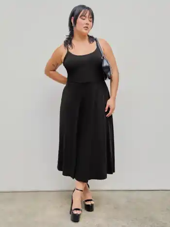 Einfarbiges Cami Maxikleid Kurve & Plus