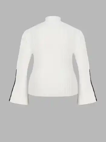  Hochhalsiges Rippenstrick Split Glockenärmel Strickjacke Kurve & Plus