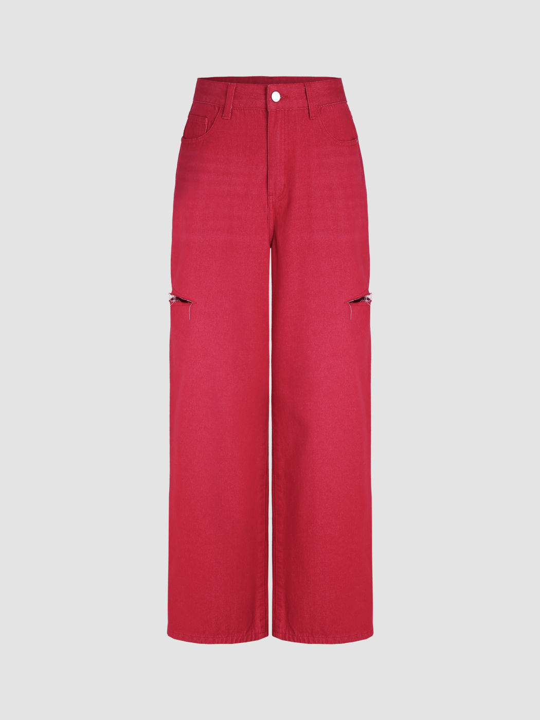 Denim Low Waist Cut Out Straight Leg Jeans