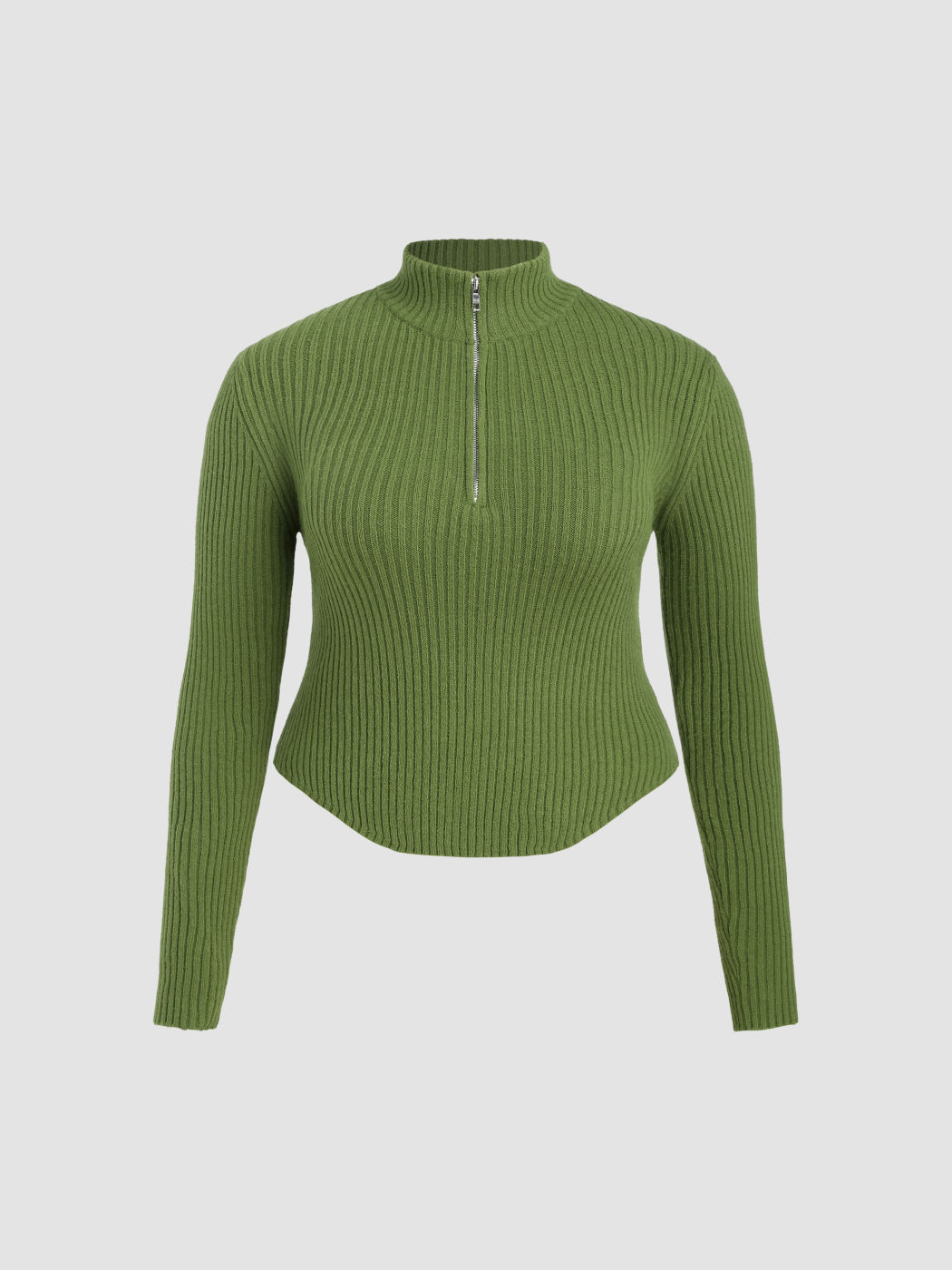  Rippenstrick Langärmliger Pullover Kurve & Plus
