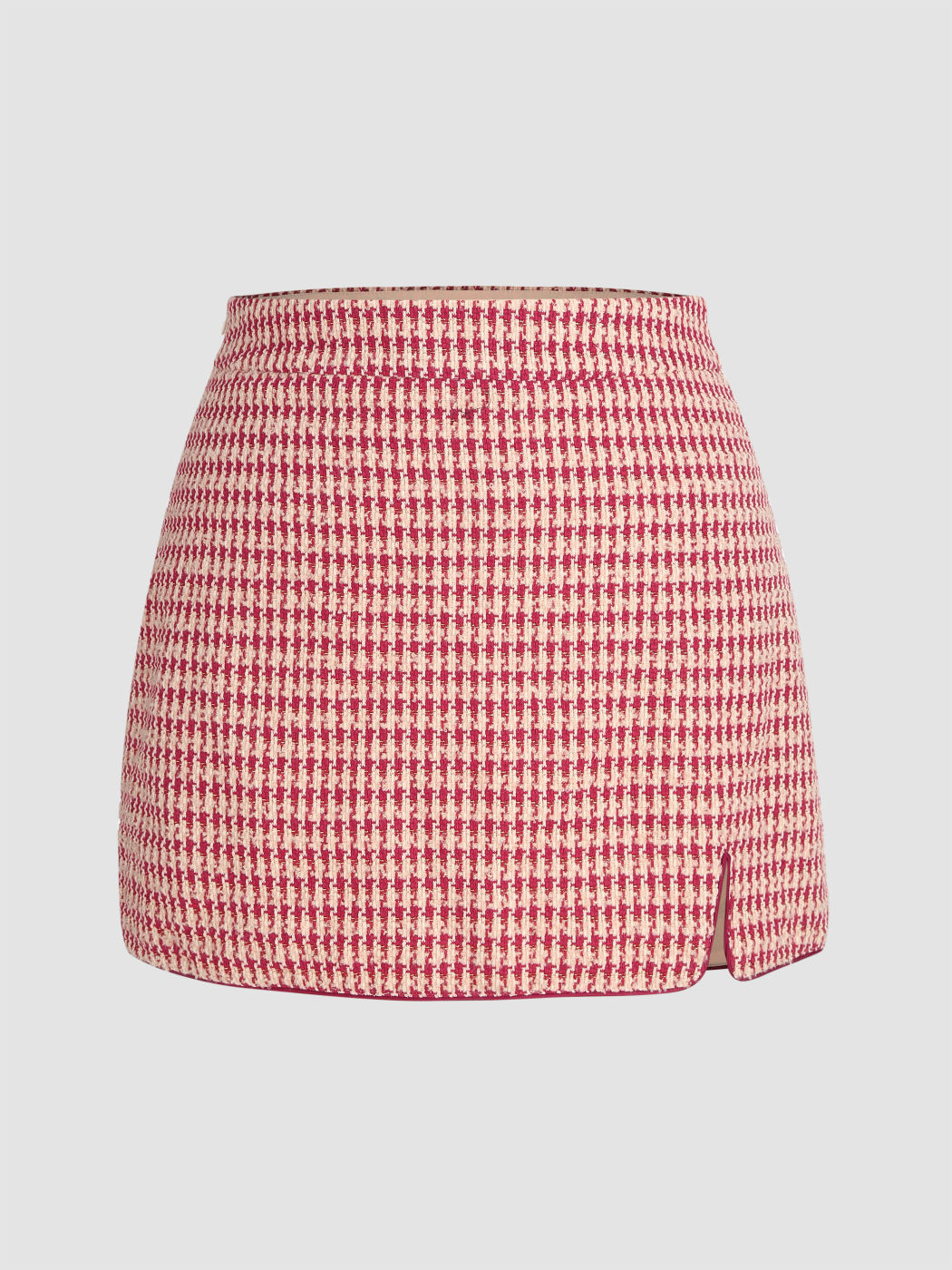  Tweed Mittlere Taille Schlitz Hahnentritt Minirock Kurve & Plus