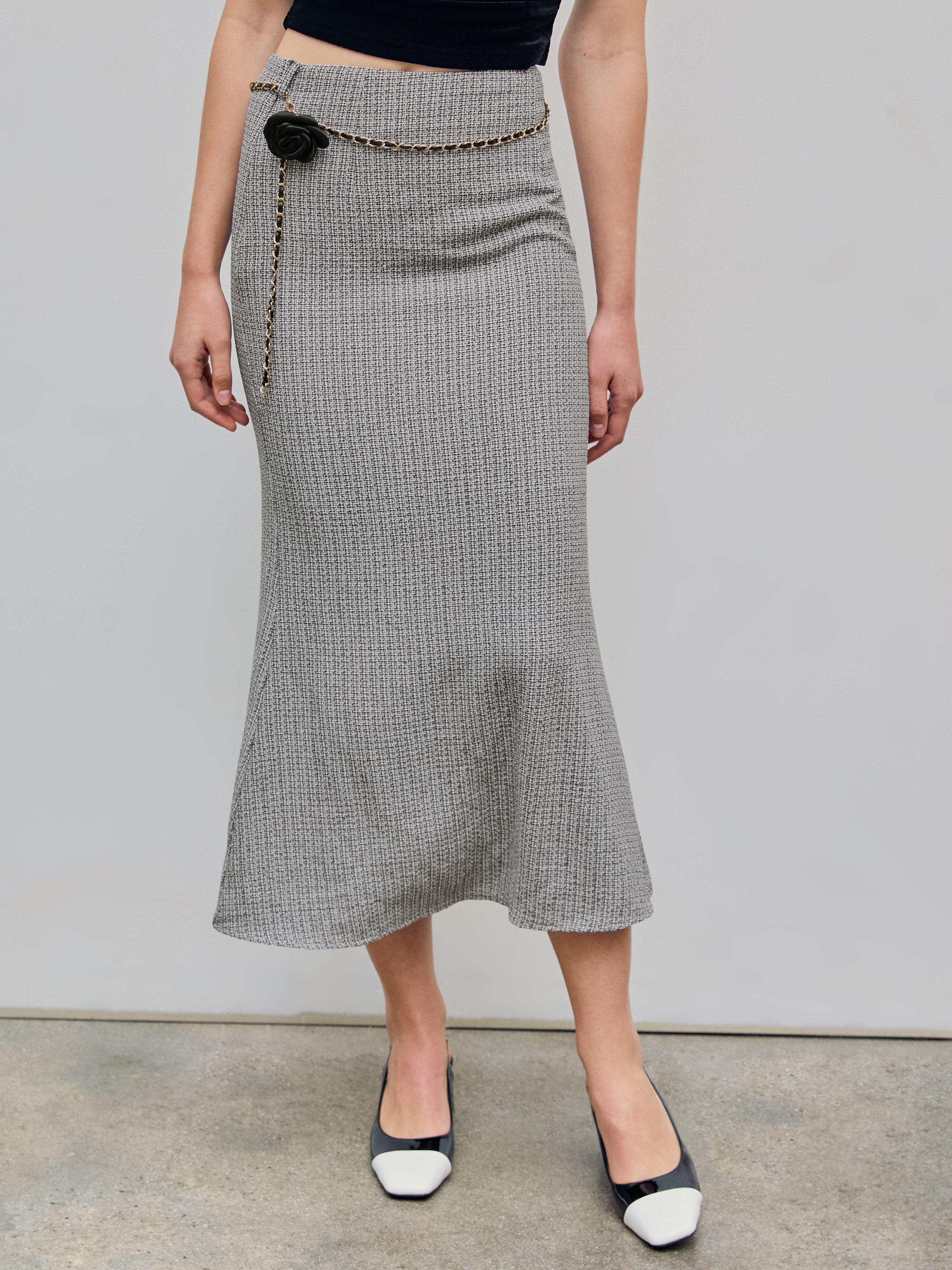 Tweed maxi outlet skirt