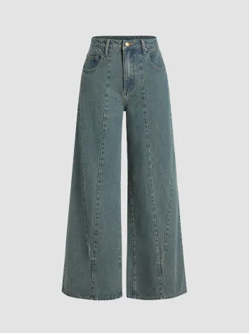  Jeans Denim mit niedriger Taille und weitem Bein
