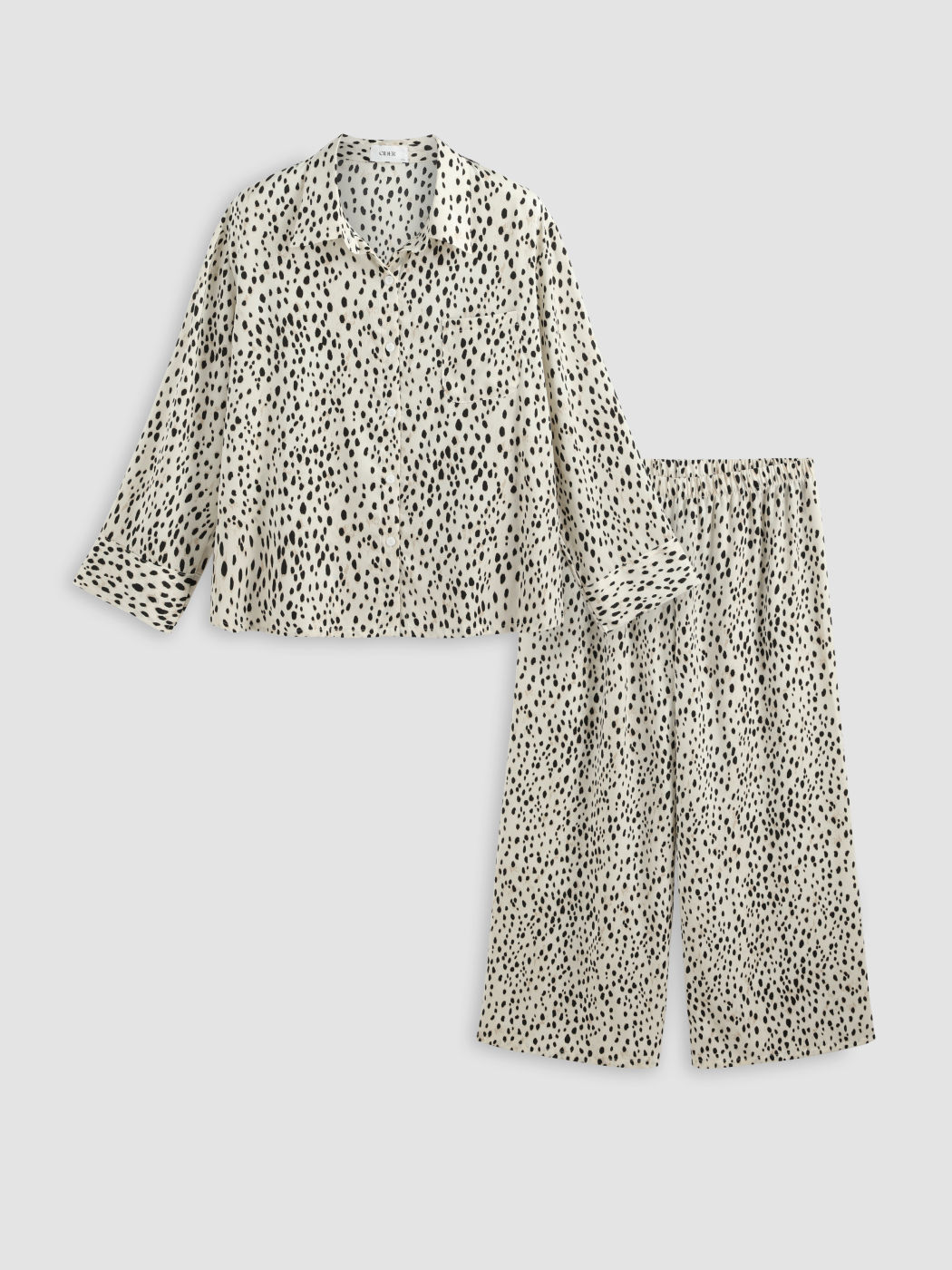  Kragen-Leopardenmuster-Pyjama-Set Kurve & Plus