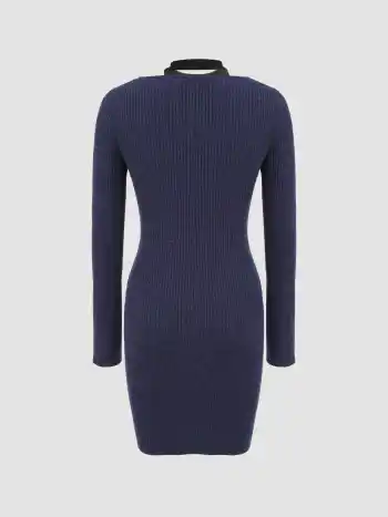  Halfter-Ausschnitt Einfarbiges Geknotetes Strickkleid Kurz