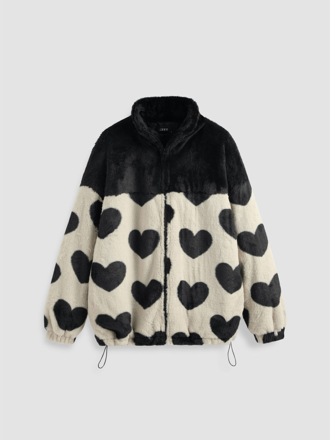 Zip Front Heart Fleece Jacket