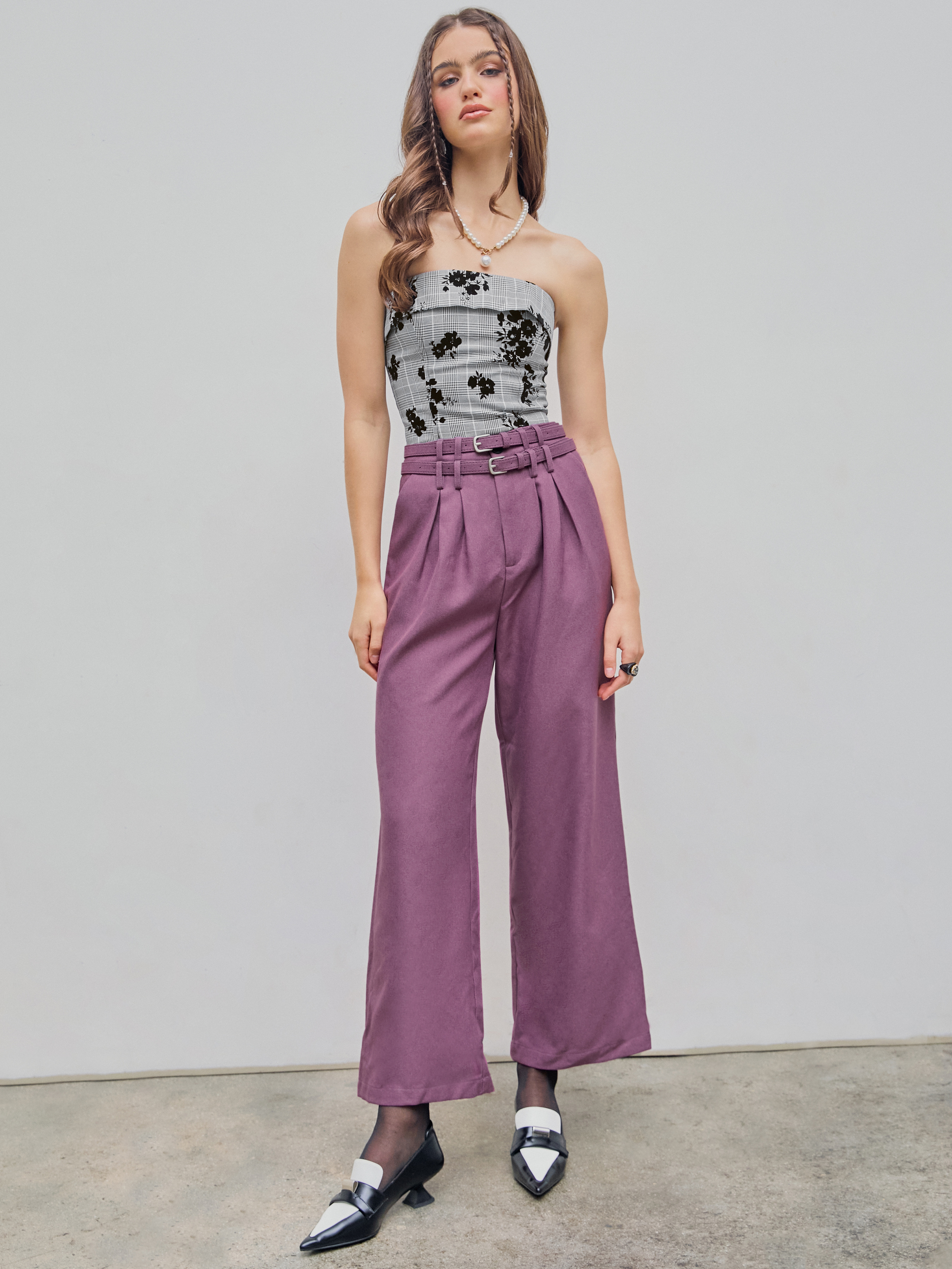Black High-rise belted twill wide-leg trousers | CO | MATCHES UK
