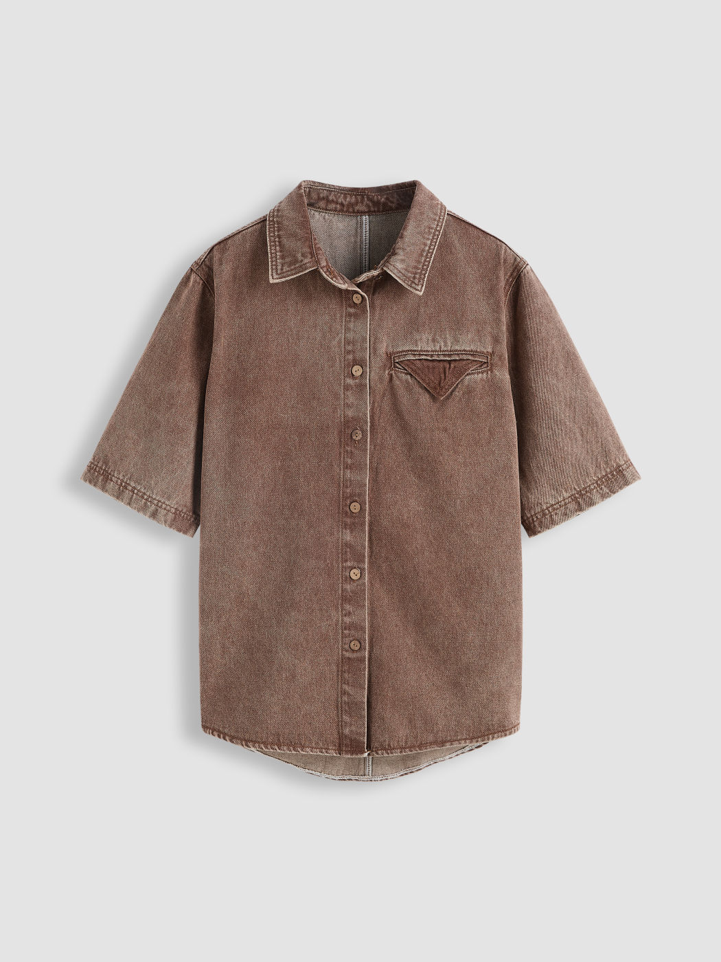  Jeanskragen Solid Tasche Bluse