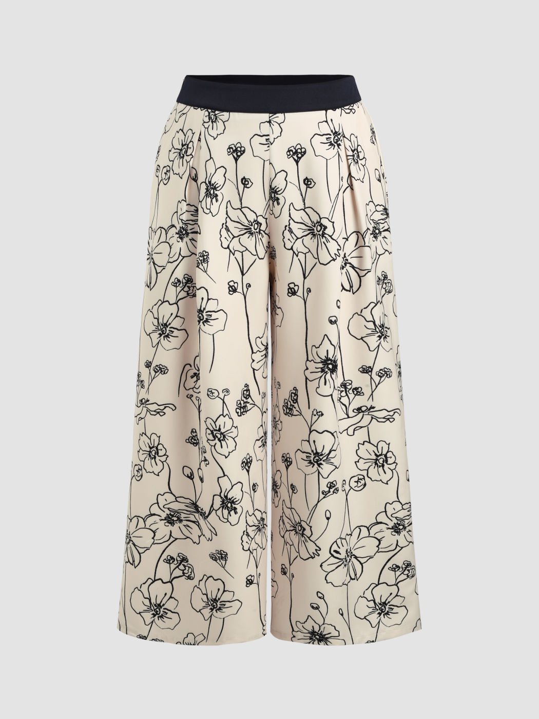  Florale Kontrastierende Zierleiste Gefaltete Hosen Kurve & Plus