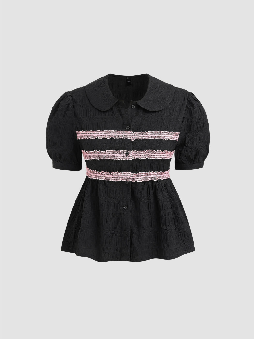 Puff Sleeve Collar Lace Blouse