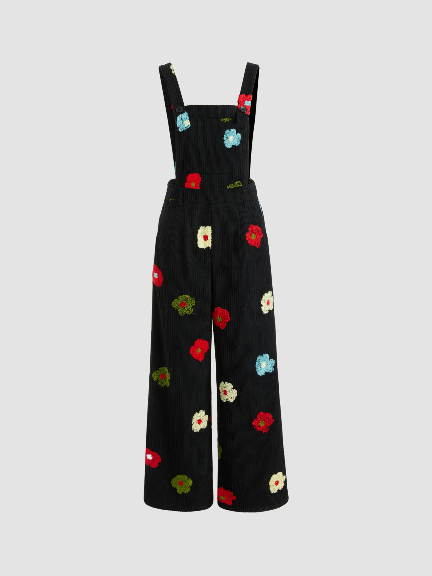 Corduroy Square Neck Floral Jumpsuit