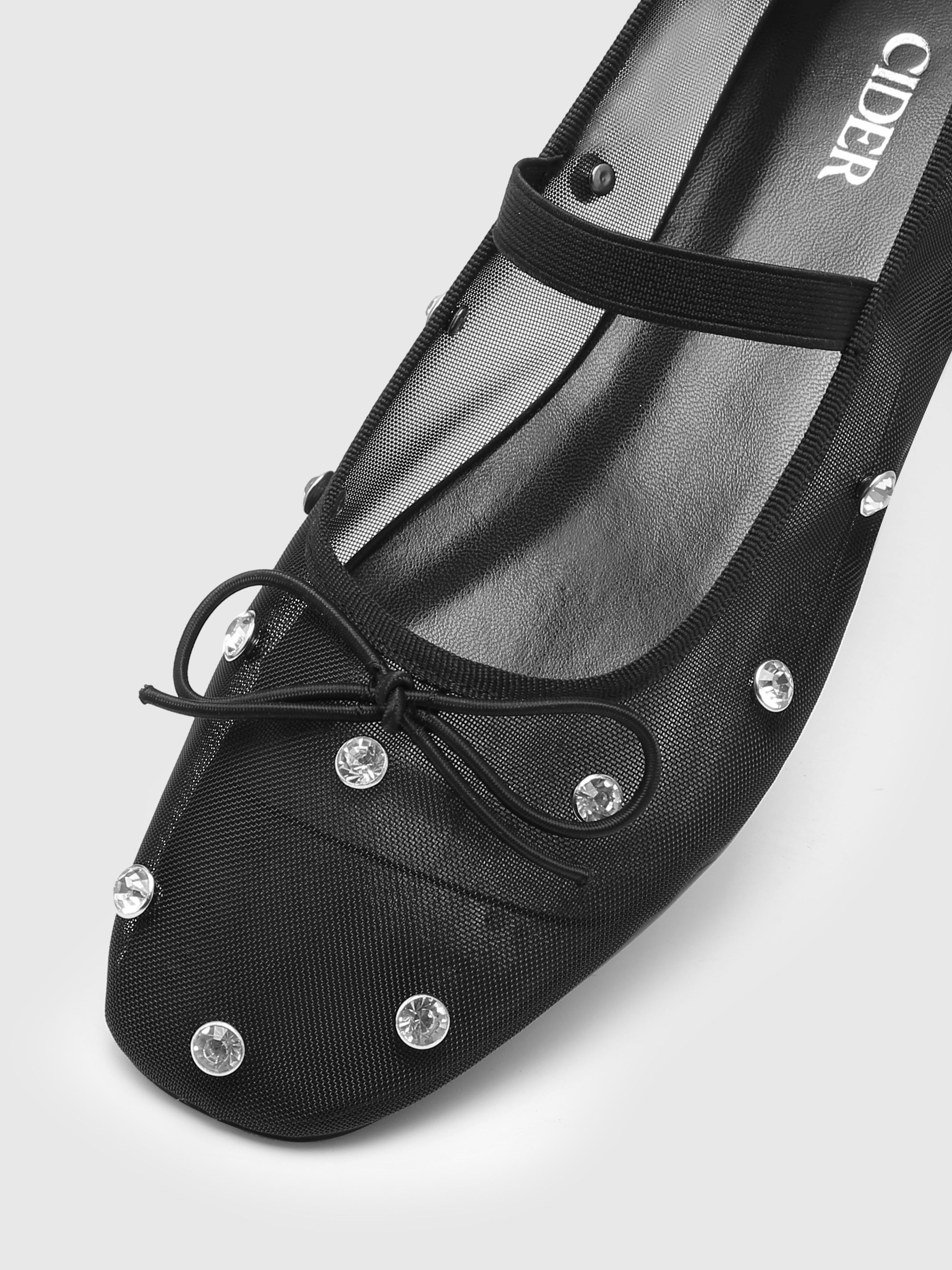 Crystal-Embellished Mesh Flat Mary Jane Shoes For Daily Crystal-Embellished Mesh Flat Mary Jane Shoes For Daily