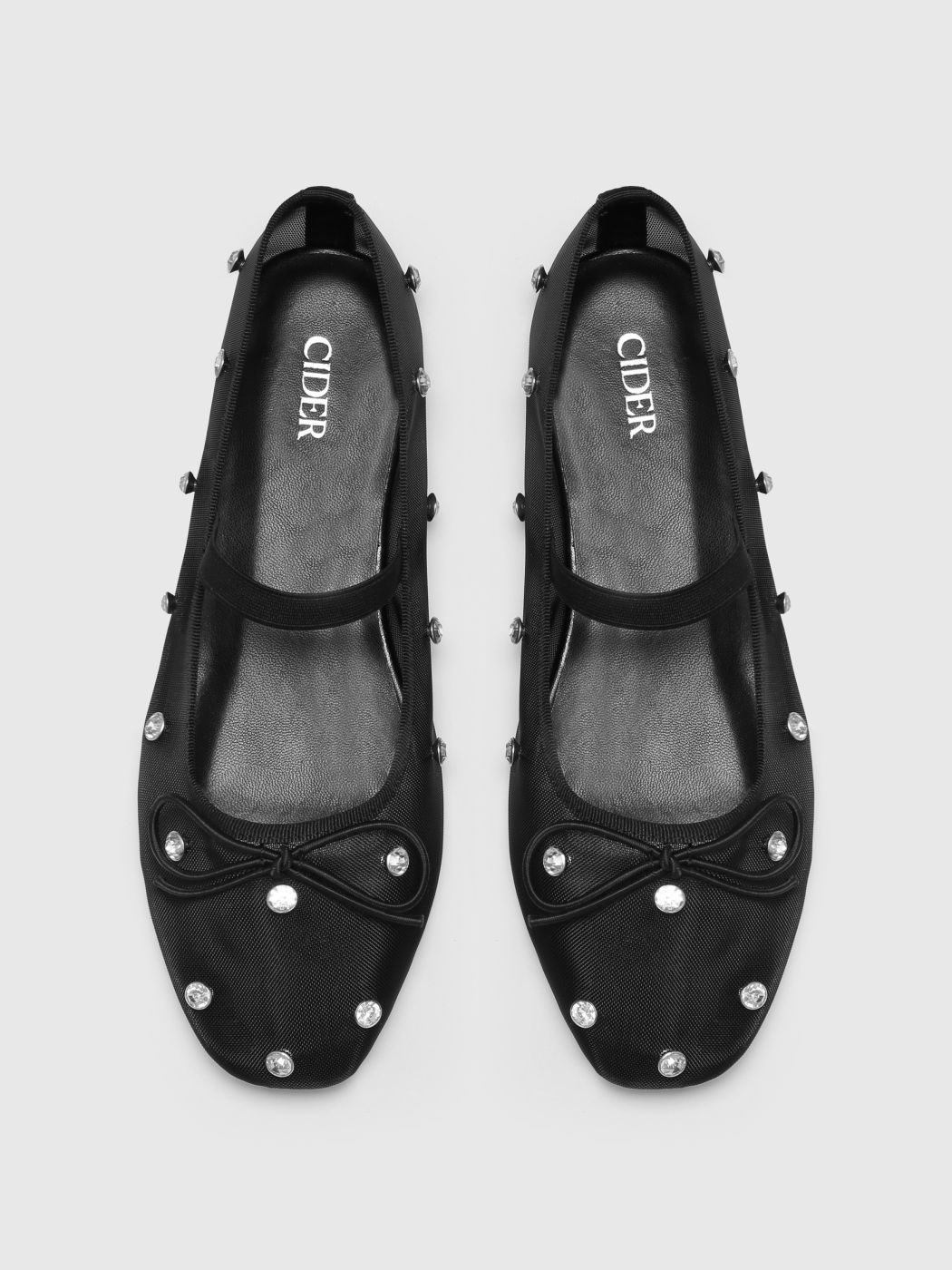 Kristallverzierte Mesh Flache Mary Jane Schuhe