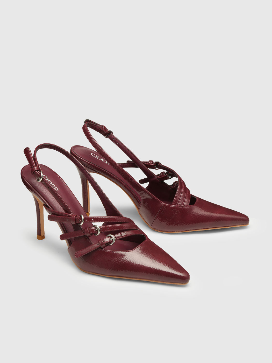 Buckle-embellished Slingback Pointed Toe Heels 