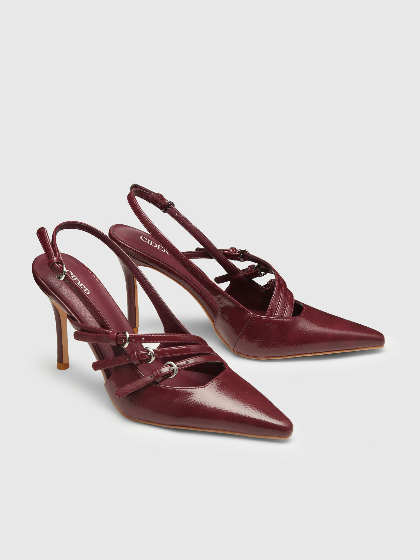 Buckle-embellished Slingback Pointed Toe Heels 