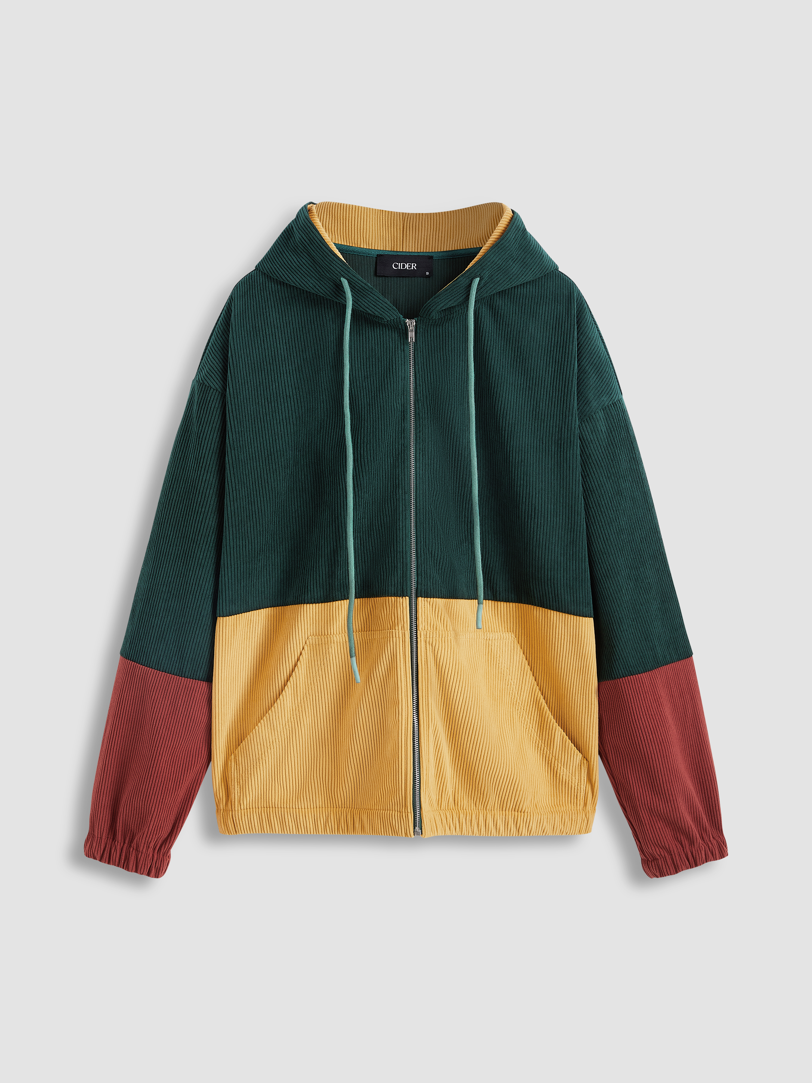 Corduroy patchwork online hoodie