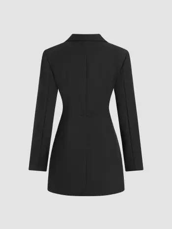 Collar Solid Button Mini Dress