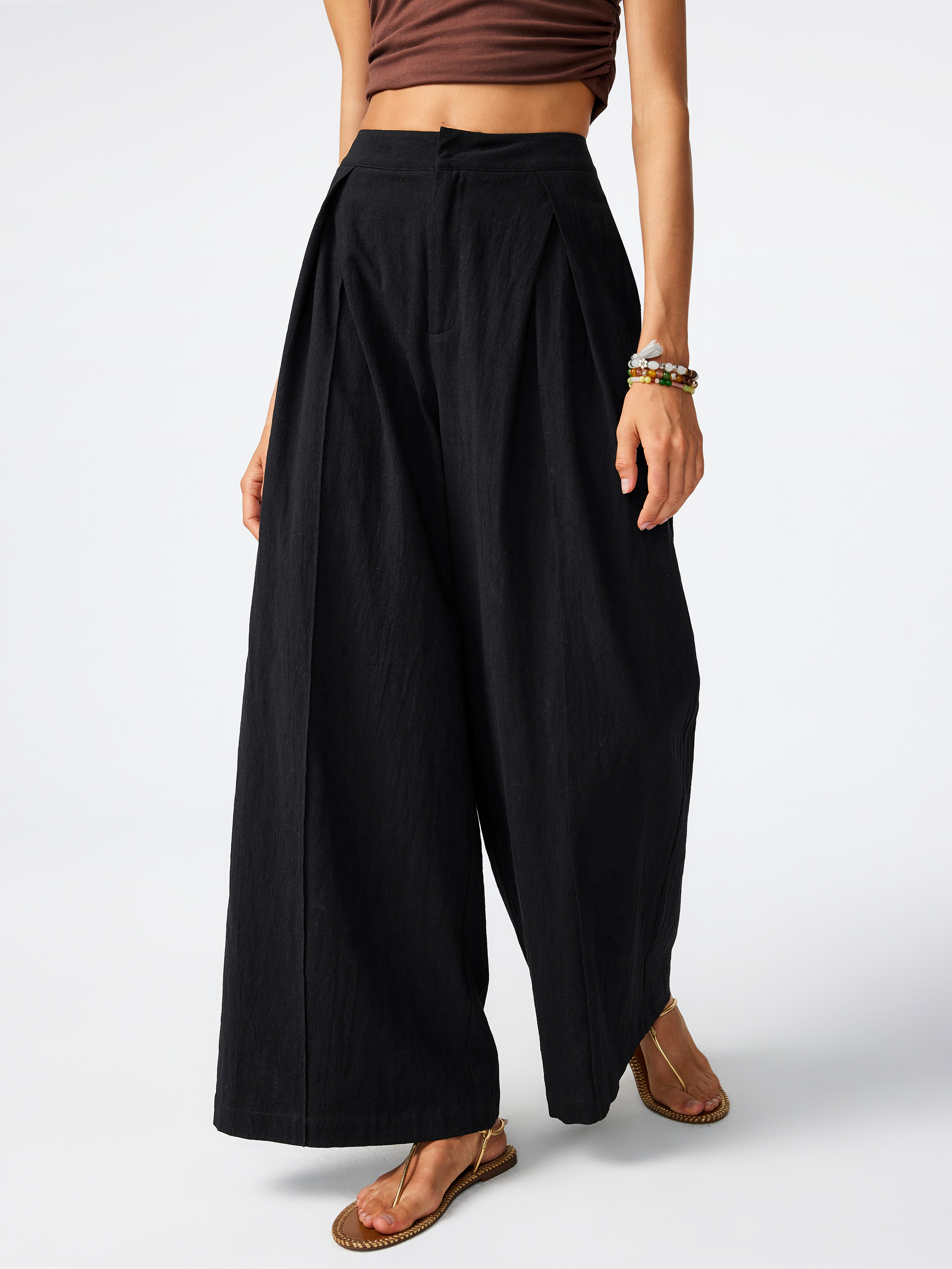 Wide Leg Woven Trousers